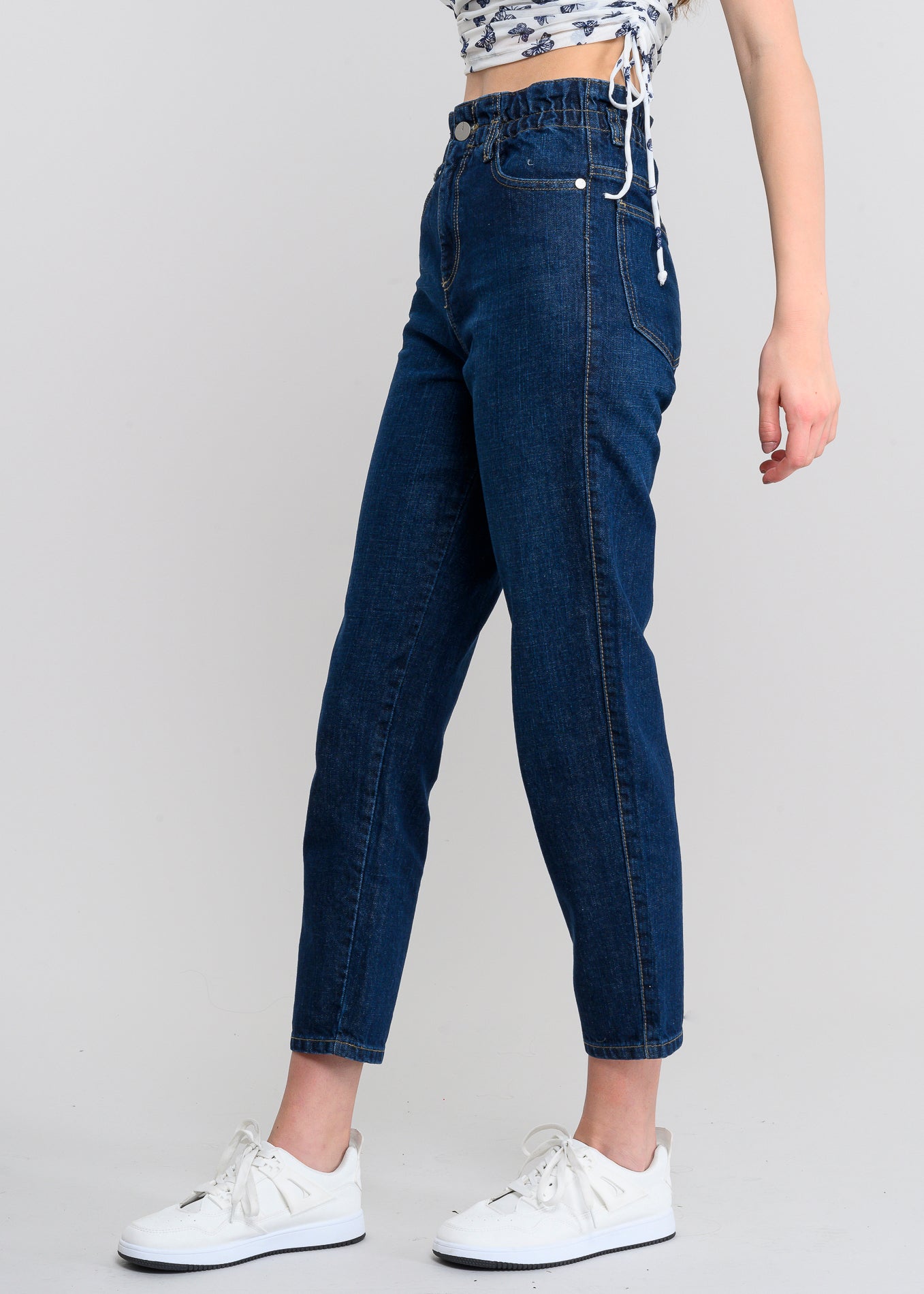 Jeans paper bag cintura alta DARK WASH