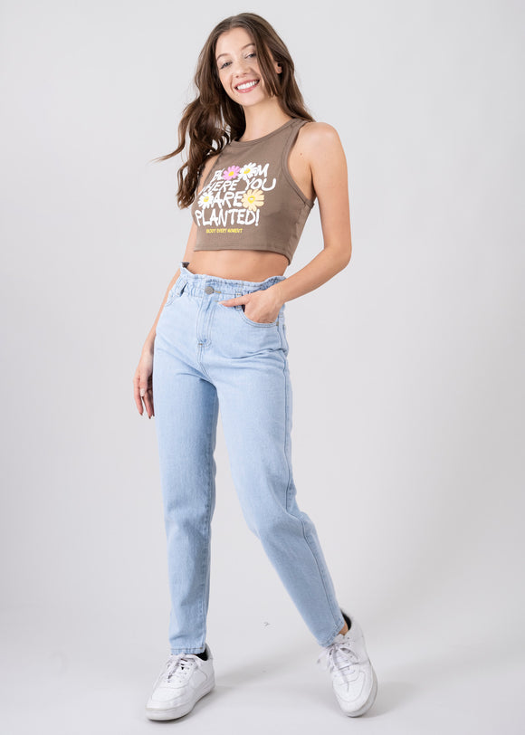 Jeans paper bag cintura alta