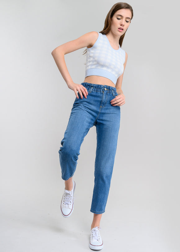 Jeans paper bag cintura alta
