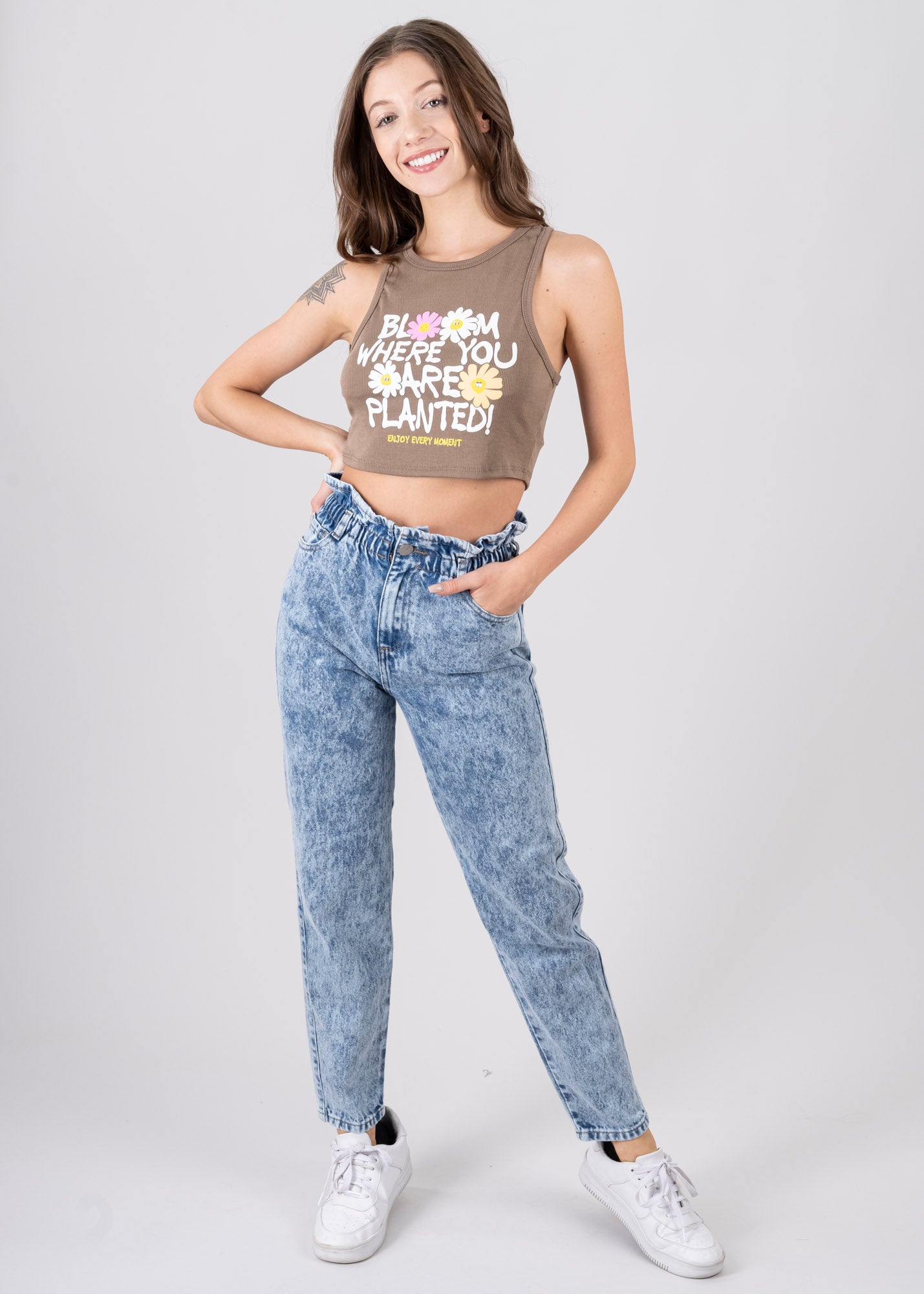 Jeans paper bag cintura alta ACID WASH