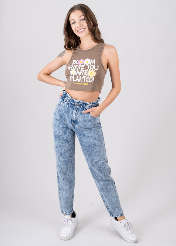 Jeans paper bag cintura alta