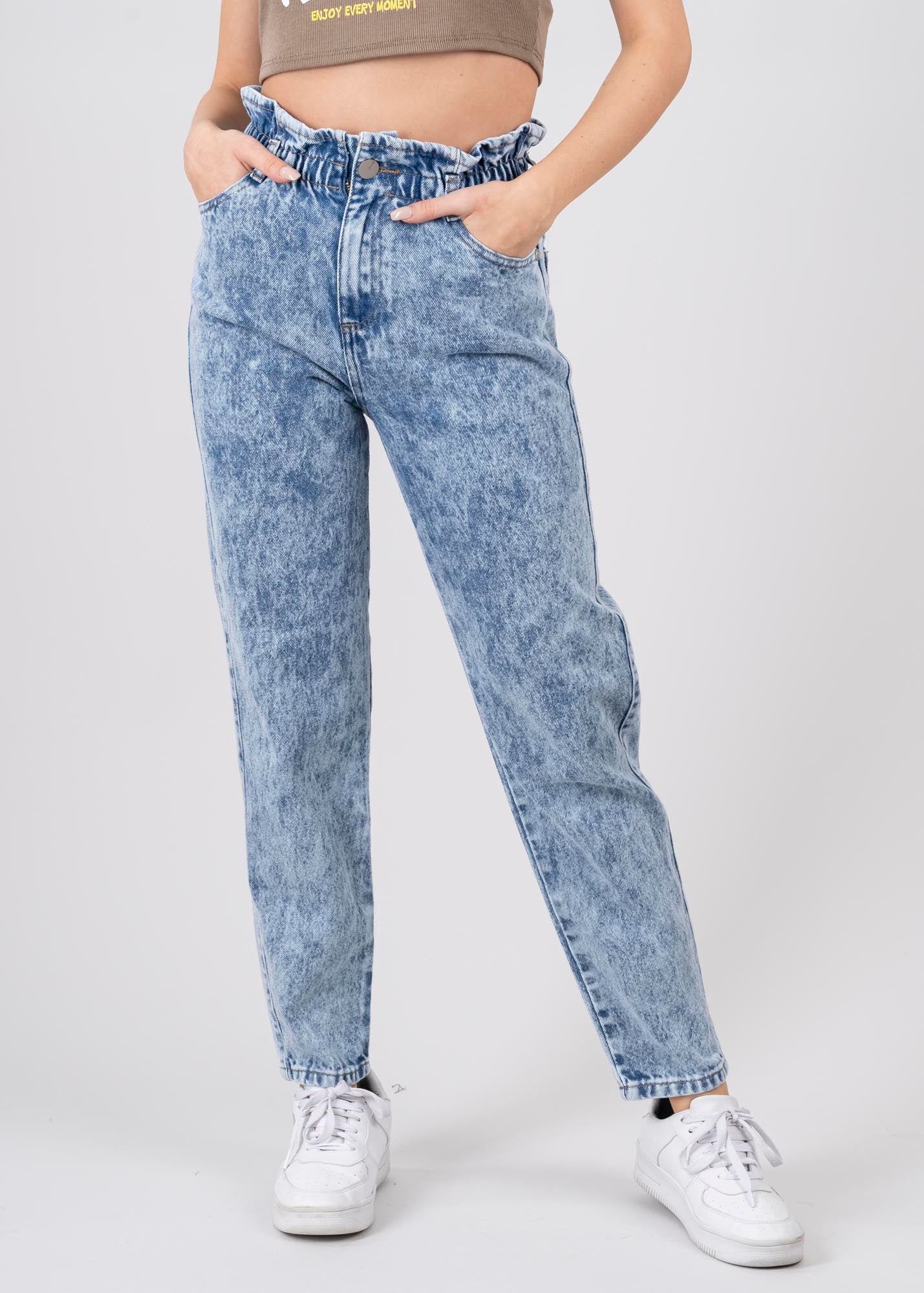 Jeans paper bag cintura alta ACID WASH