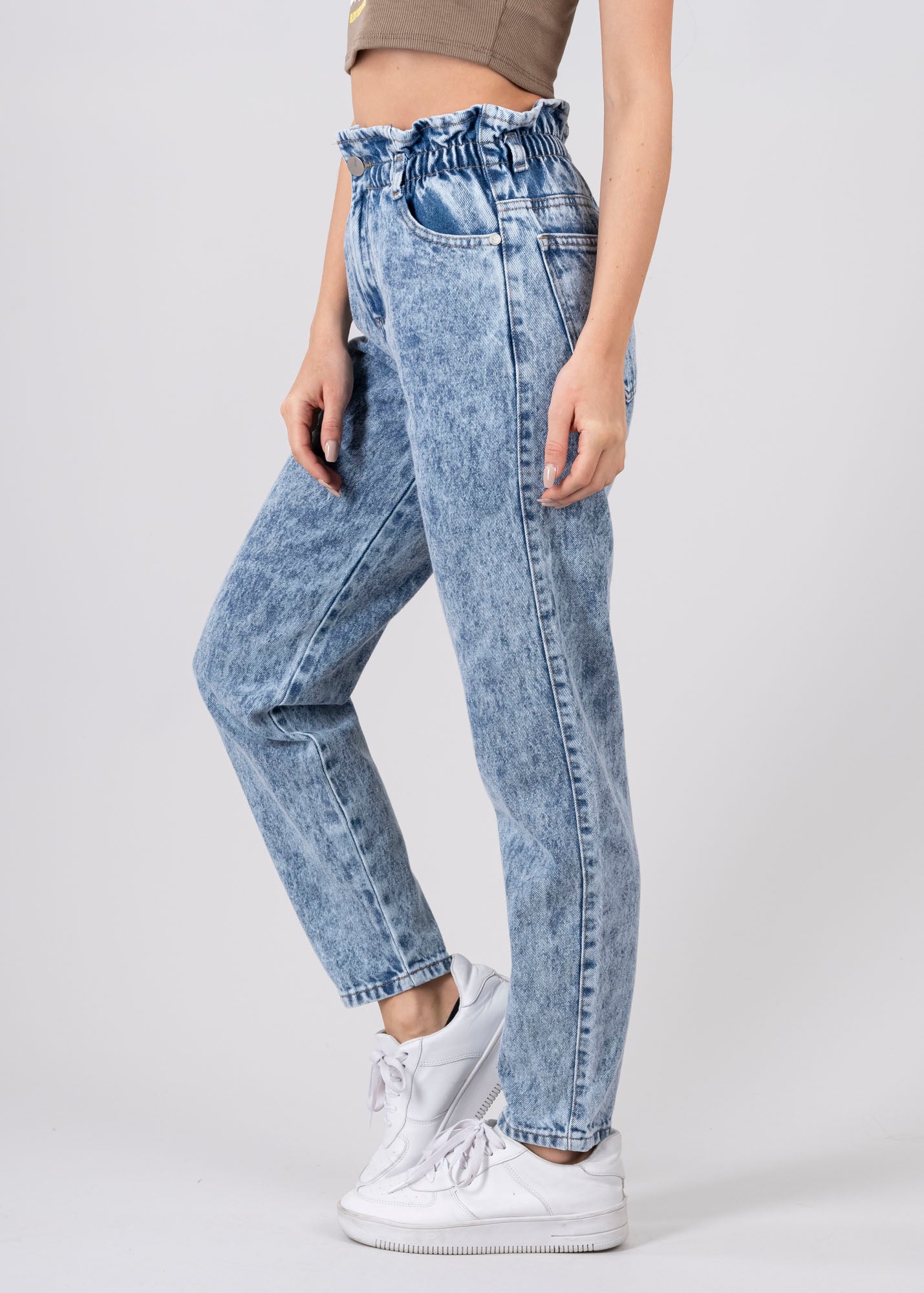 Jeans paper bag cintura alta ACID WASH