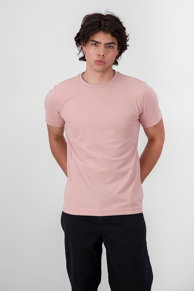 Playera cuello redondo textura waffle