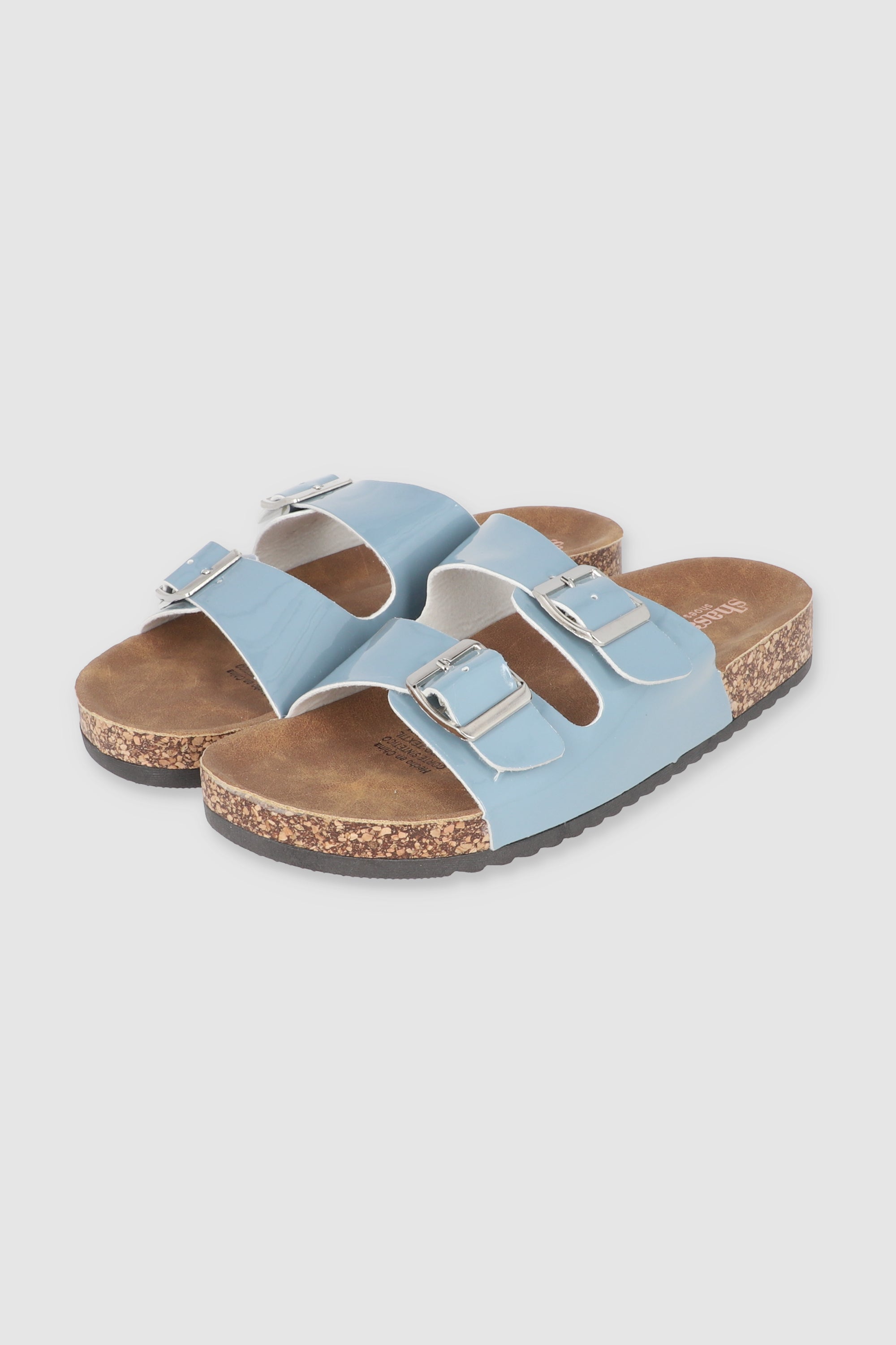 Sandalias 2 Hebillas Efecto Corcho AZUL CIELO