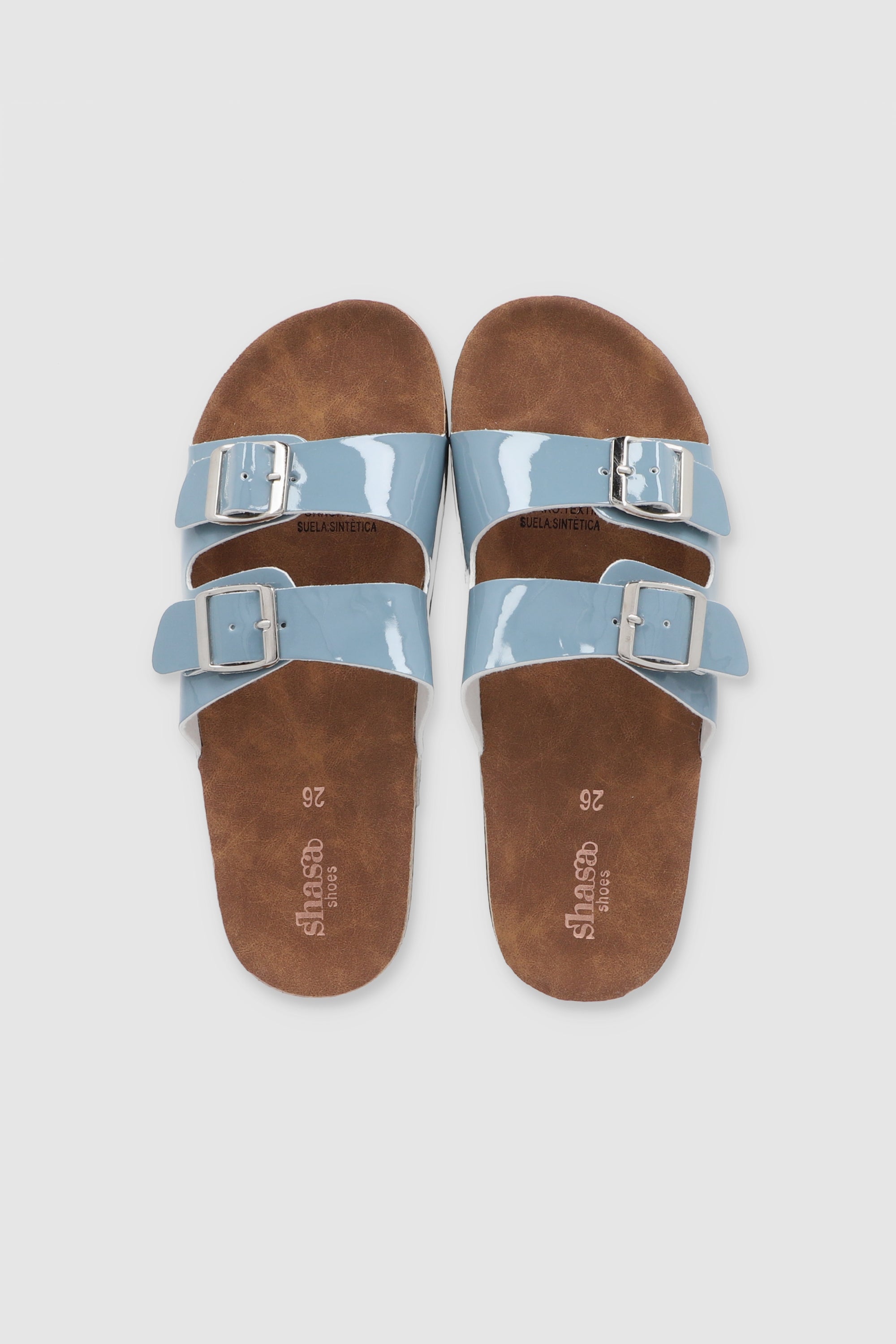 Sandalias 2 Hebillas Efecto Corcho AZUL CIELO