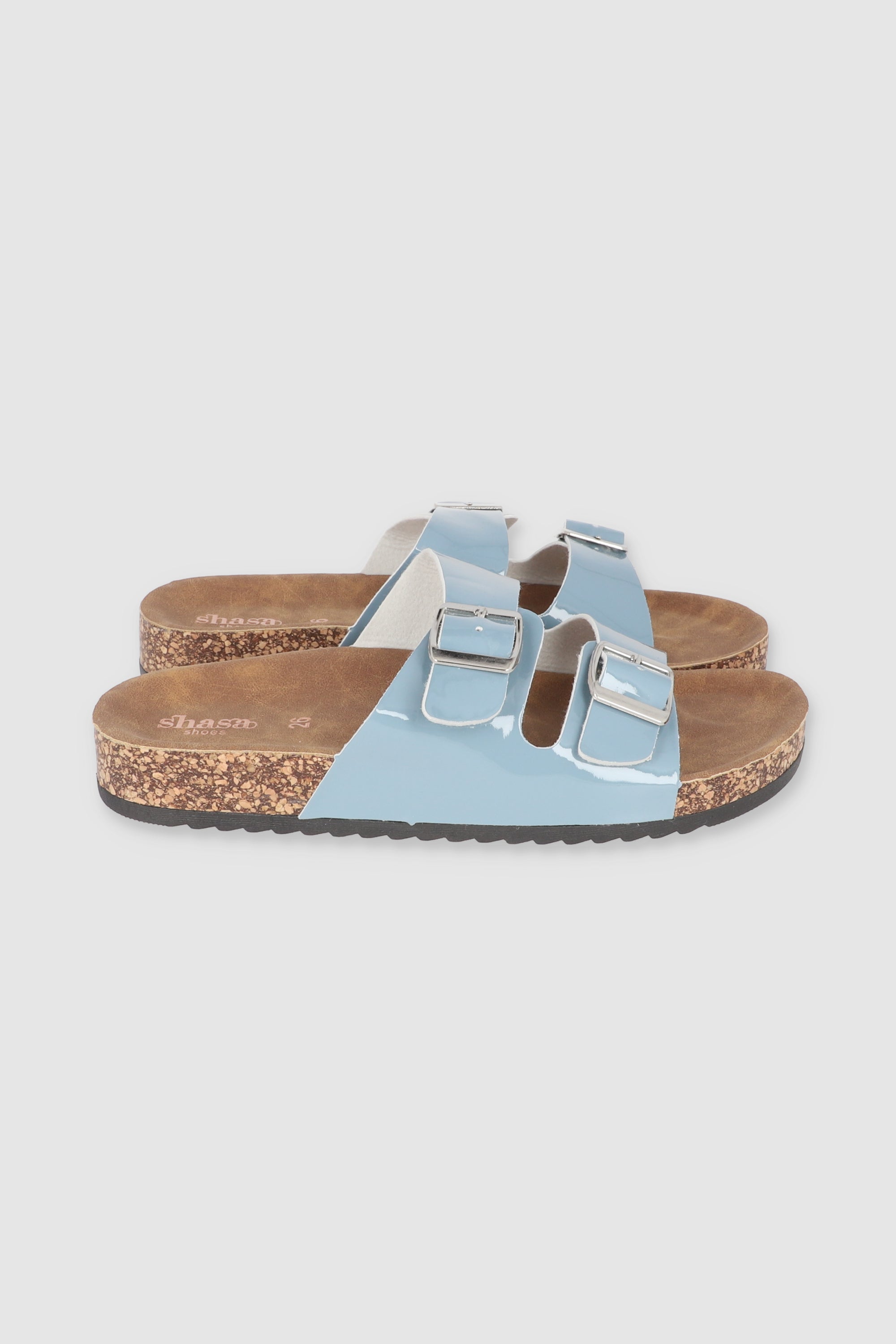 Sandalias 2 Hebillas Efecto Corcho AZUL CIELO