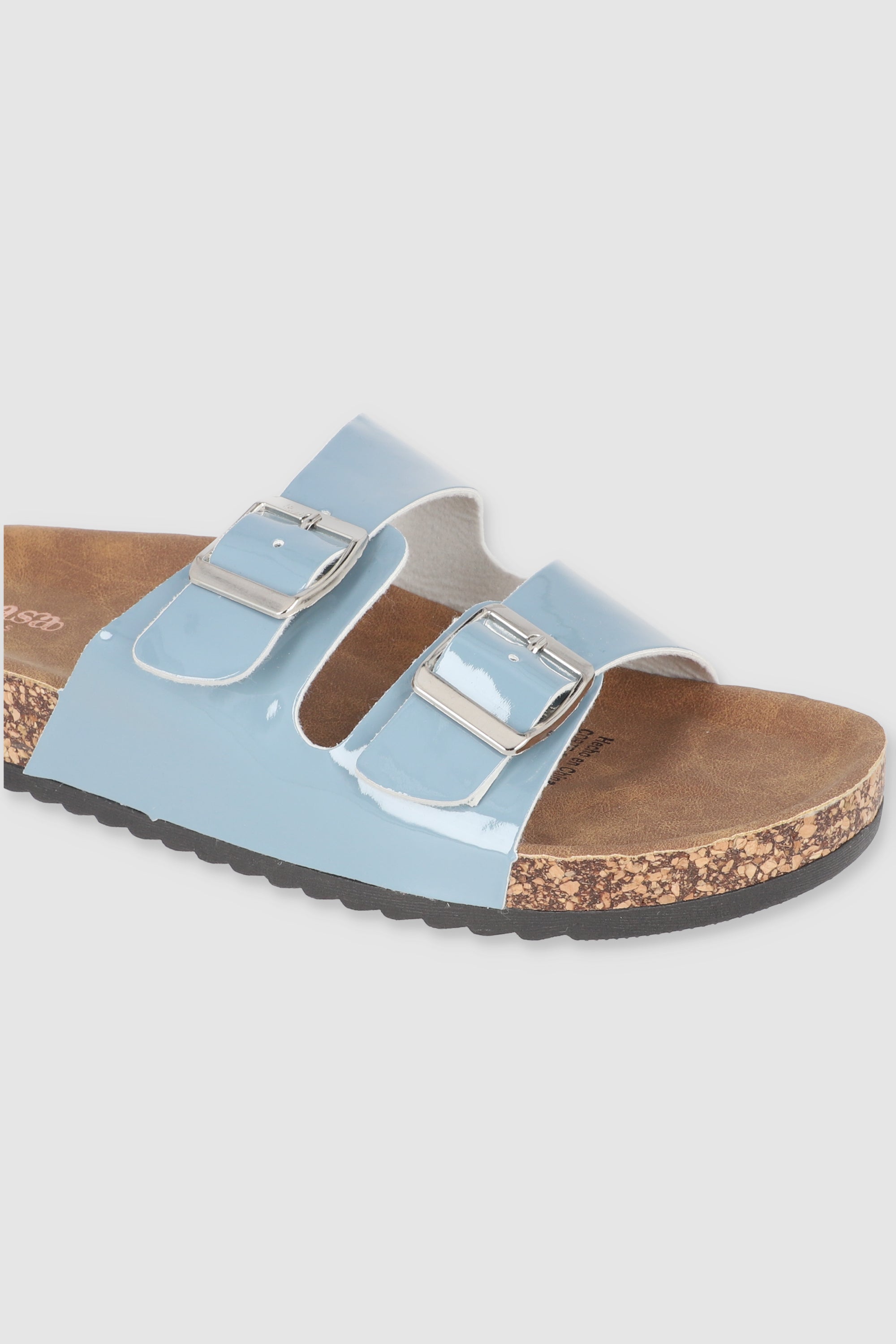 Sandalias 2 Hebillas Efecto Corcho AZUL CIELO