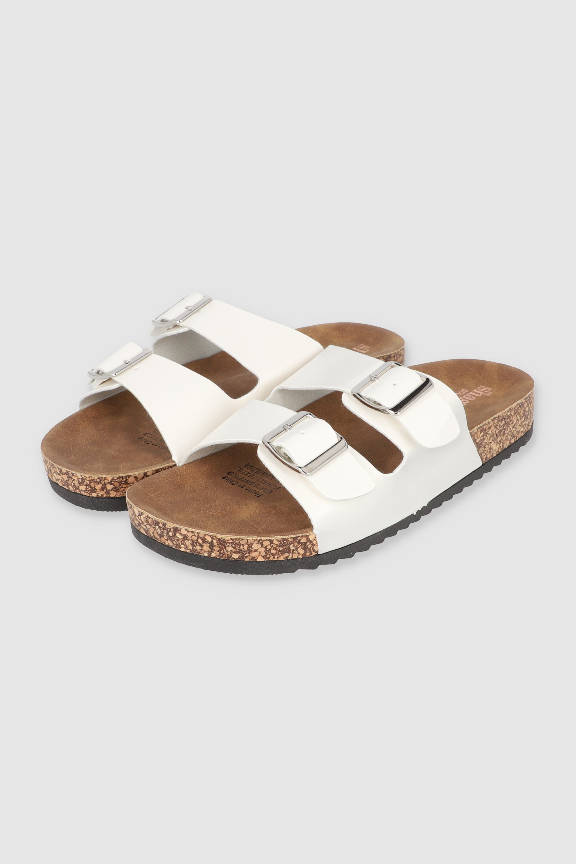 Sandalias 2 Hebillas Efecto Corcho BLANCO