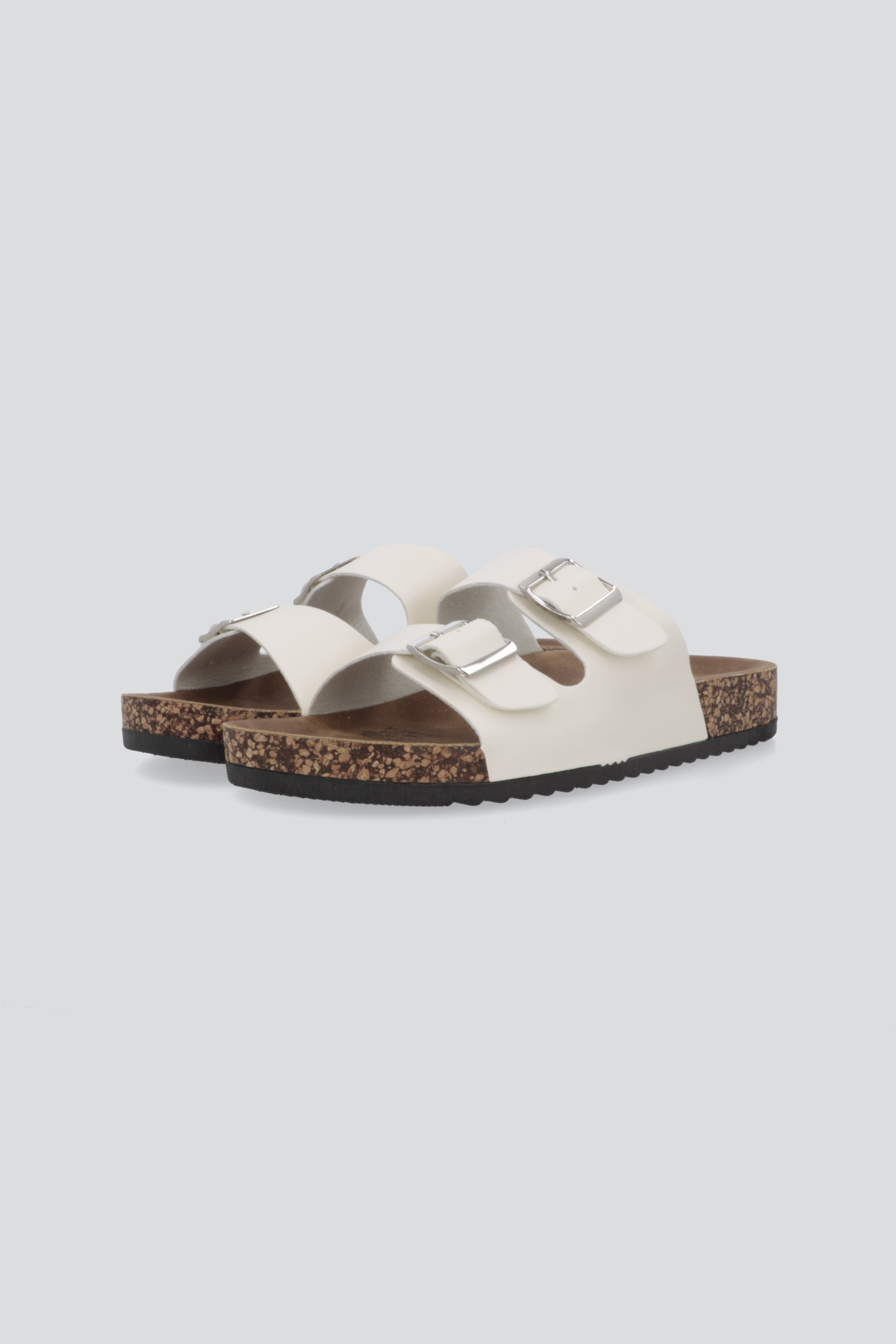 Sandalias 2 Hebillas Efecto Corcho BLANCO