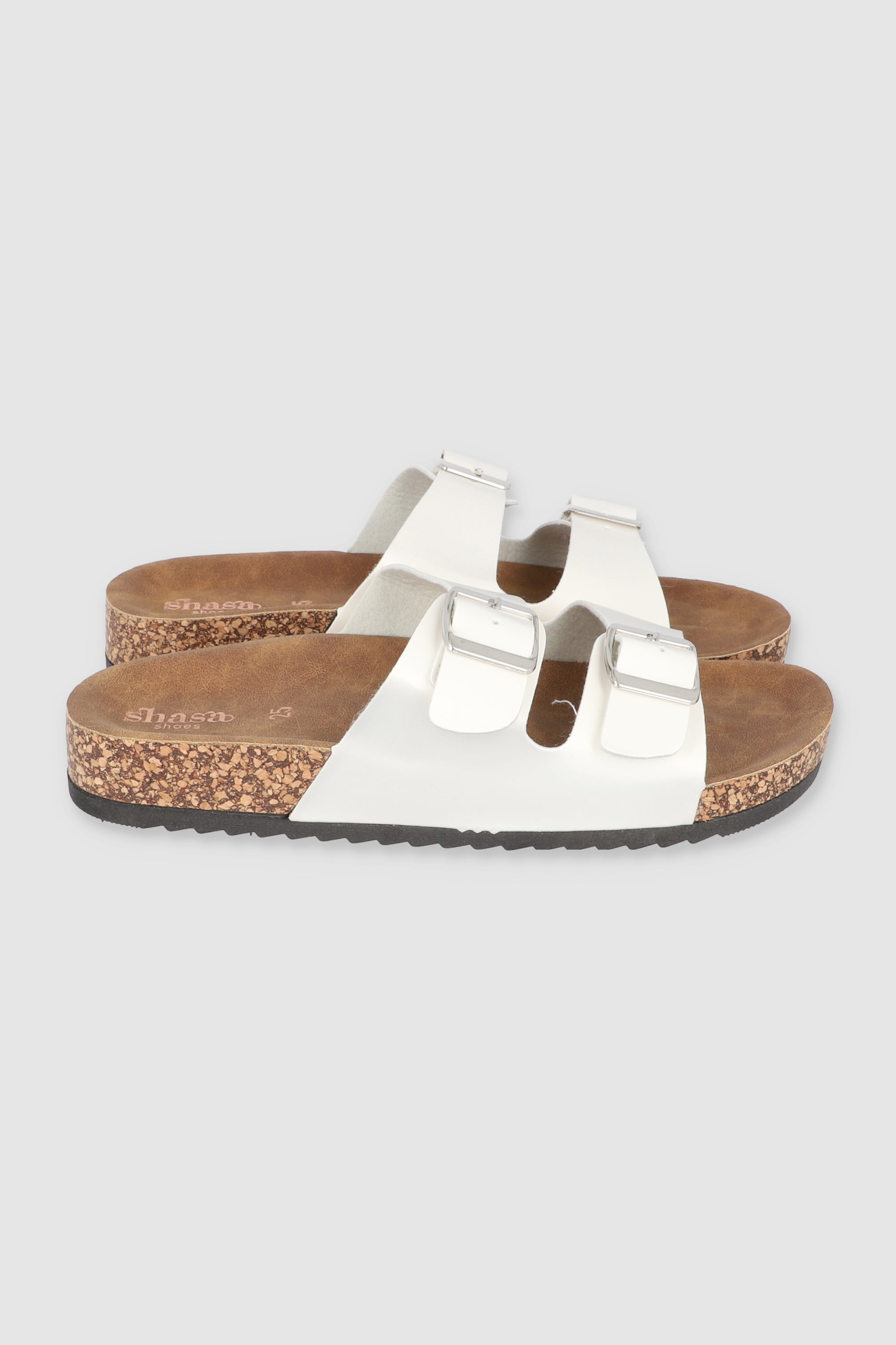 Sandalias 2 Hebillas Efecto Corcho BLANCO