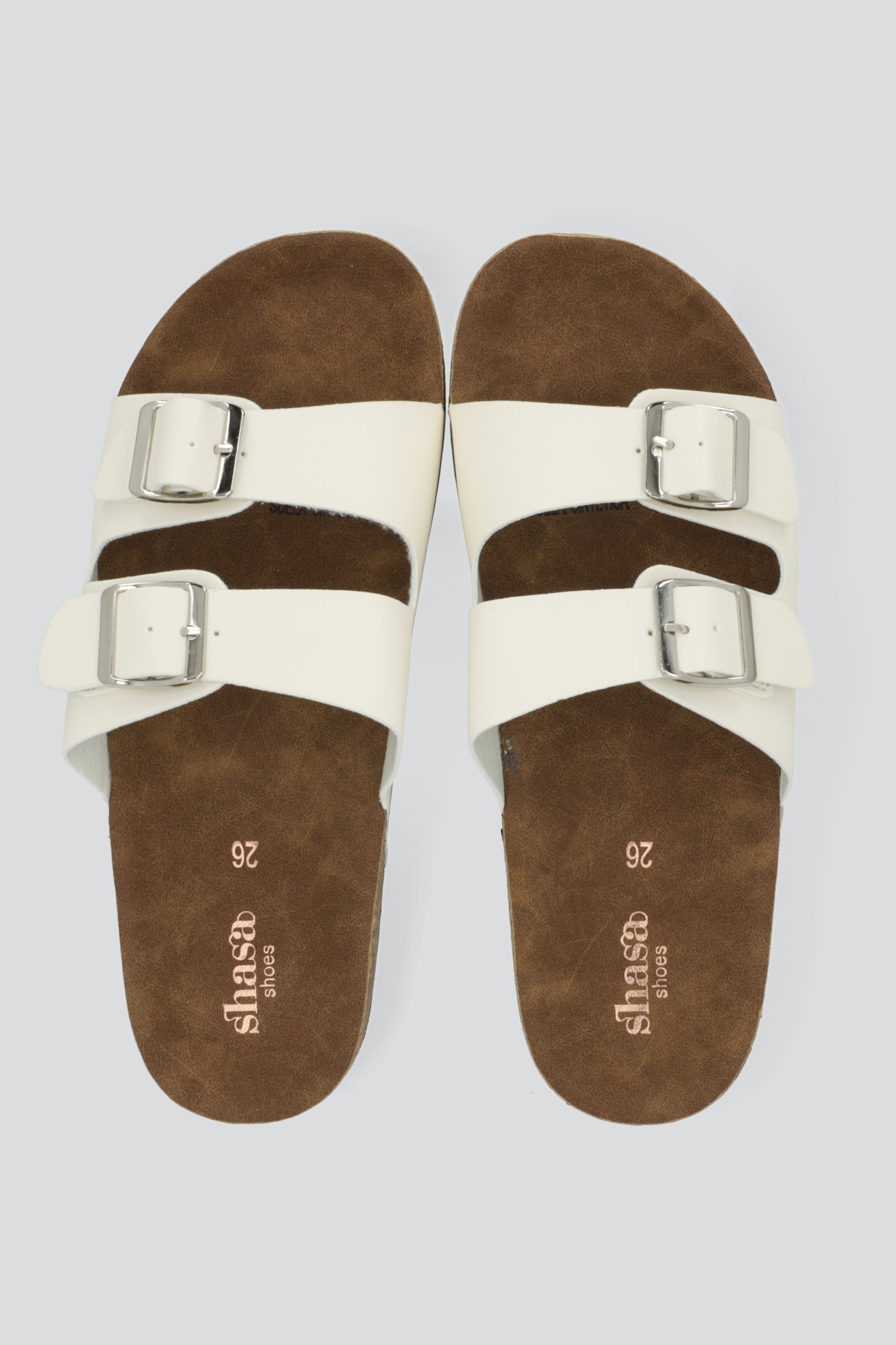 Sandalias 2 Hebillas Efecto Corcho BLANCO