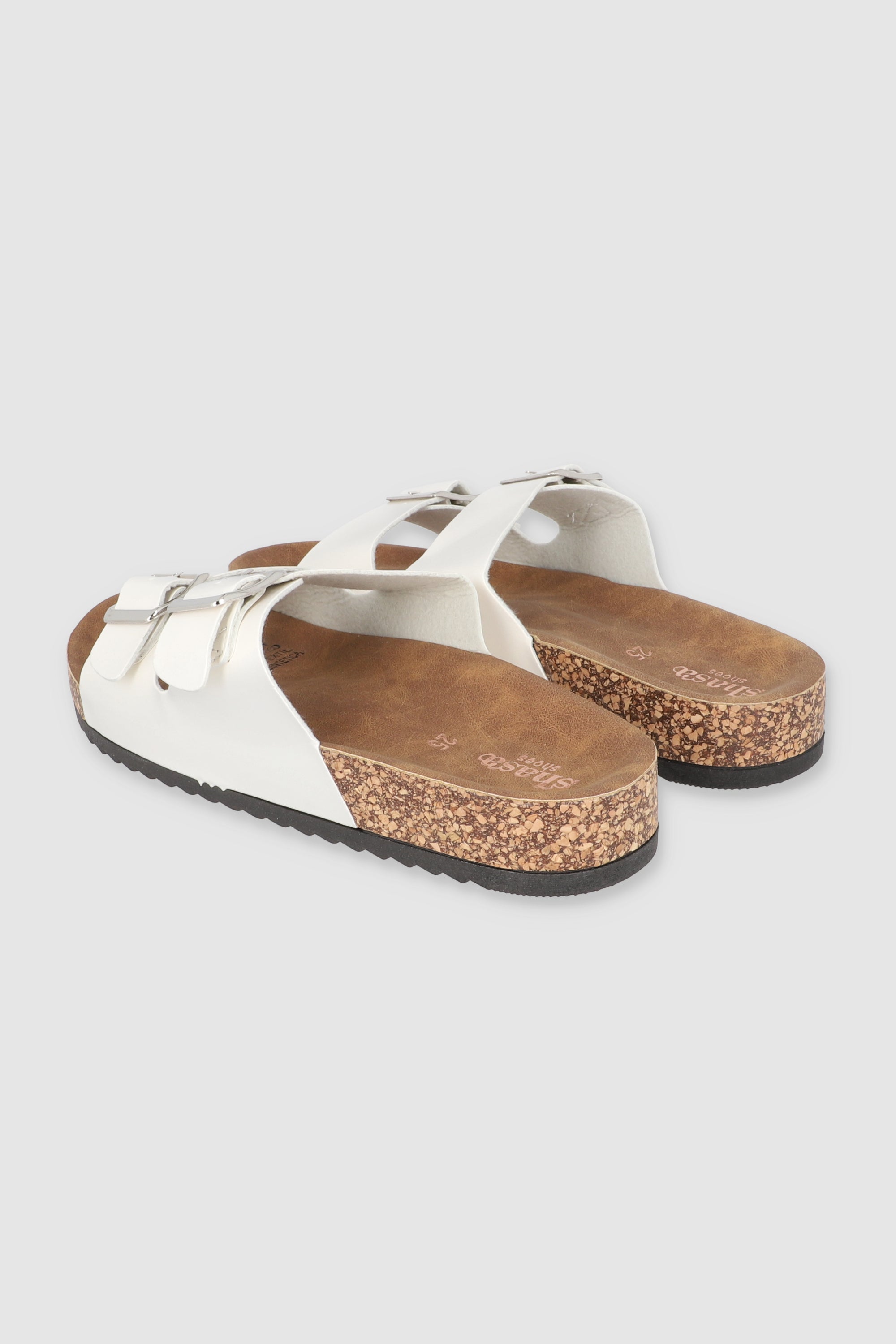 Sandalias 2 Hebillas Efecto Corcho BLANCO