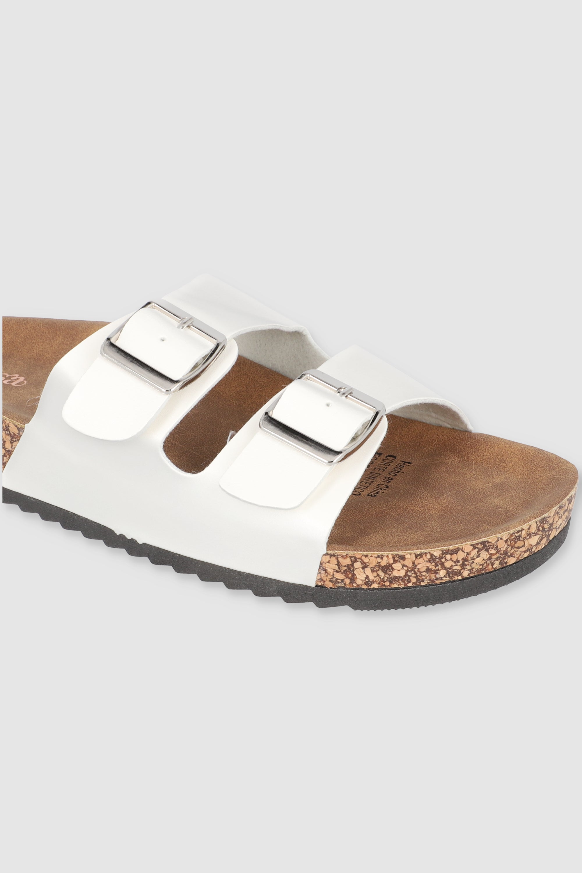 Sandalias 2 Hebillas Efecto Corcho BLANCO