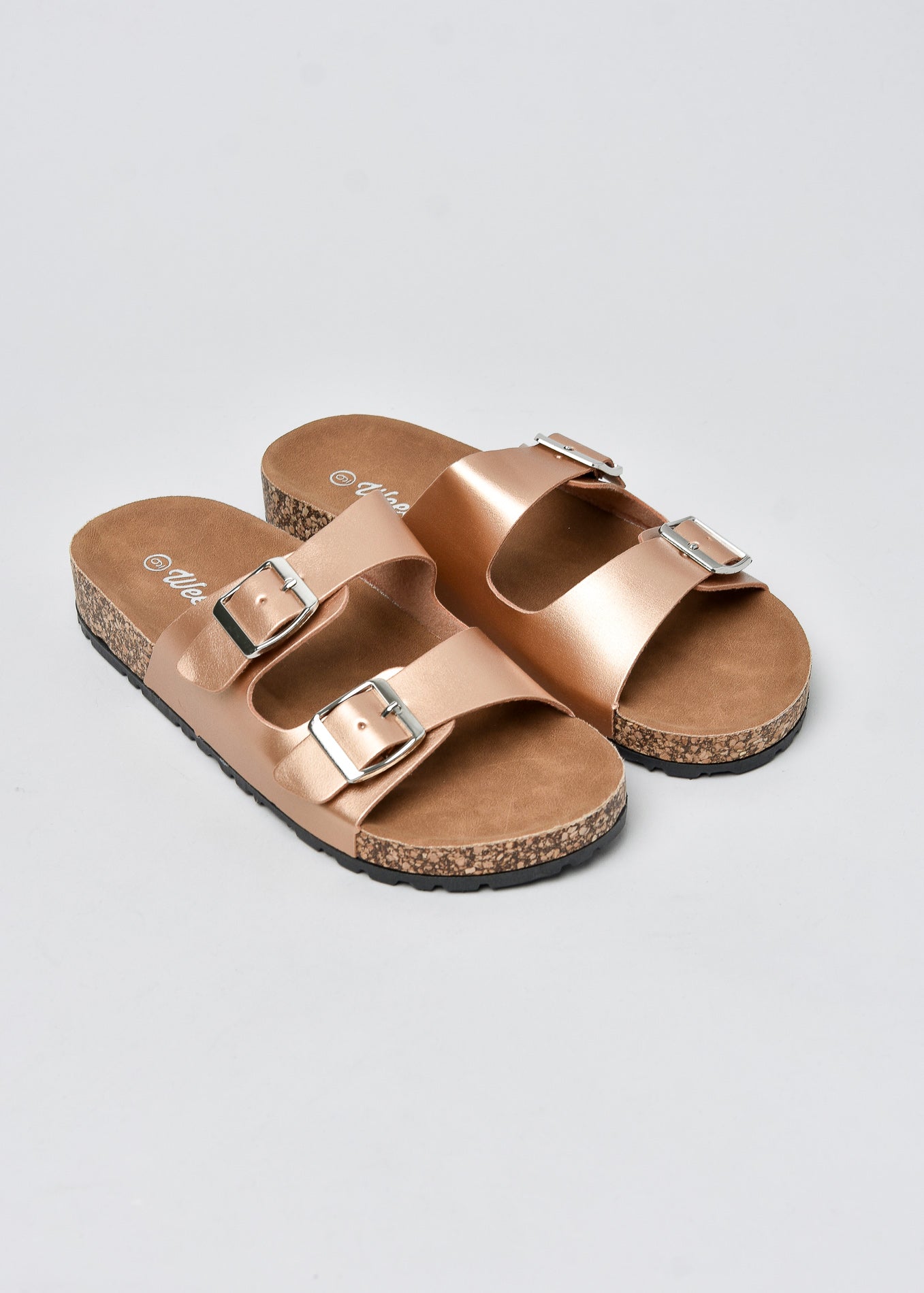 Sandalias 2 Hebillas Efecto Corcho ORO ROSA
