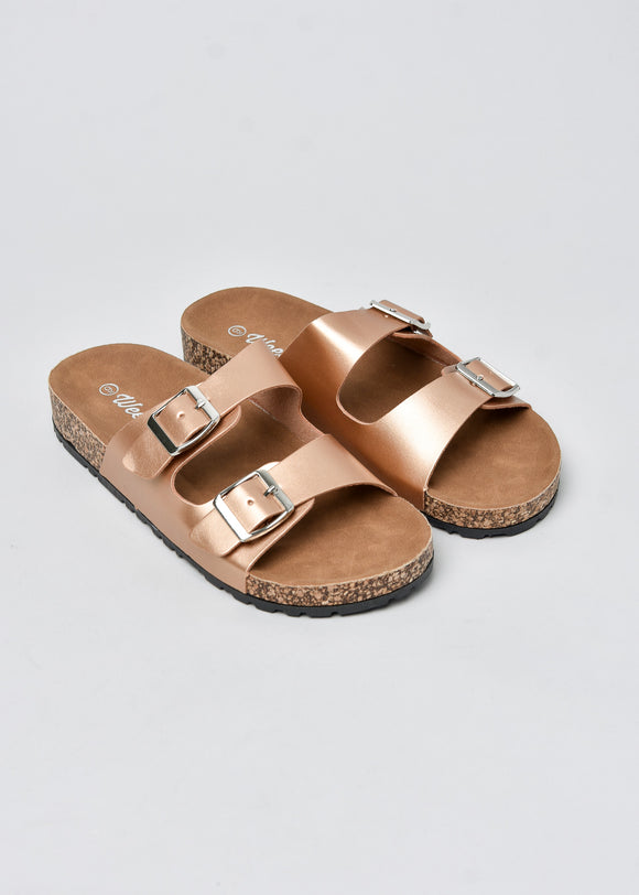 Sandalias 2 Hebillas Efecto Corcho