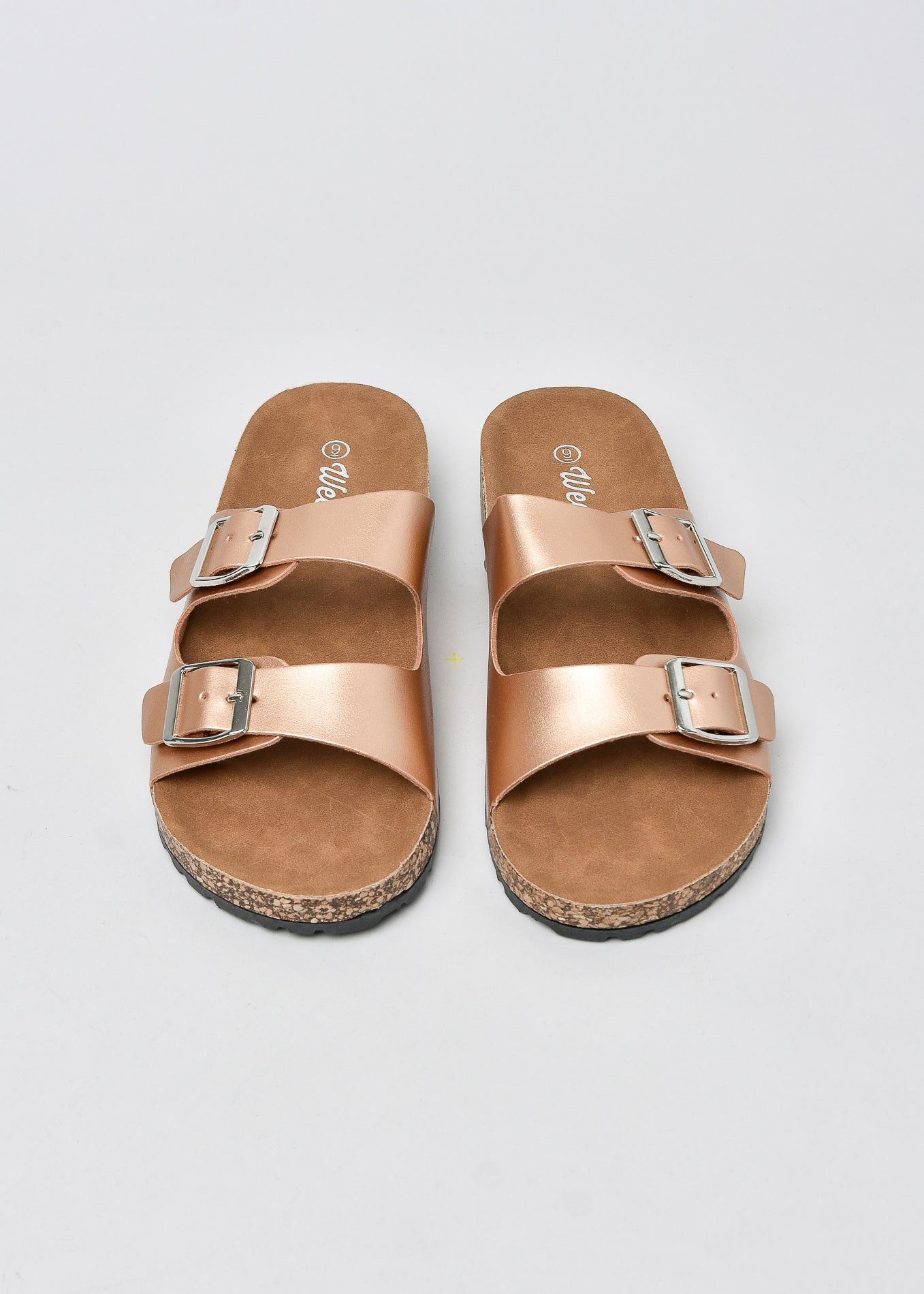 Sandalias 2 Hebillas Efecto Corcho ORO ROSA