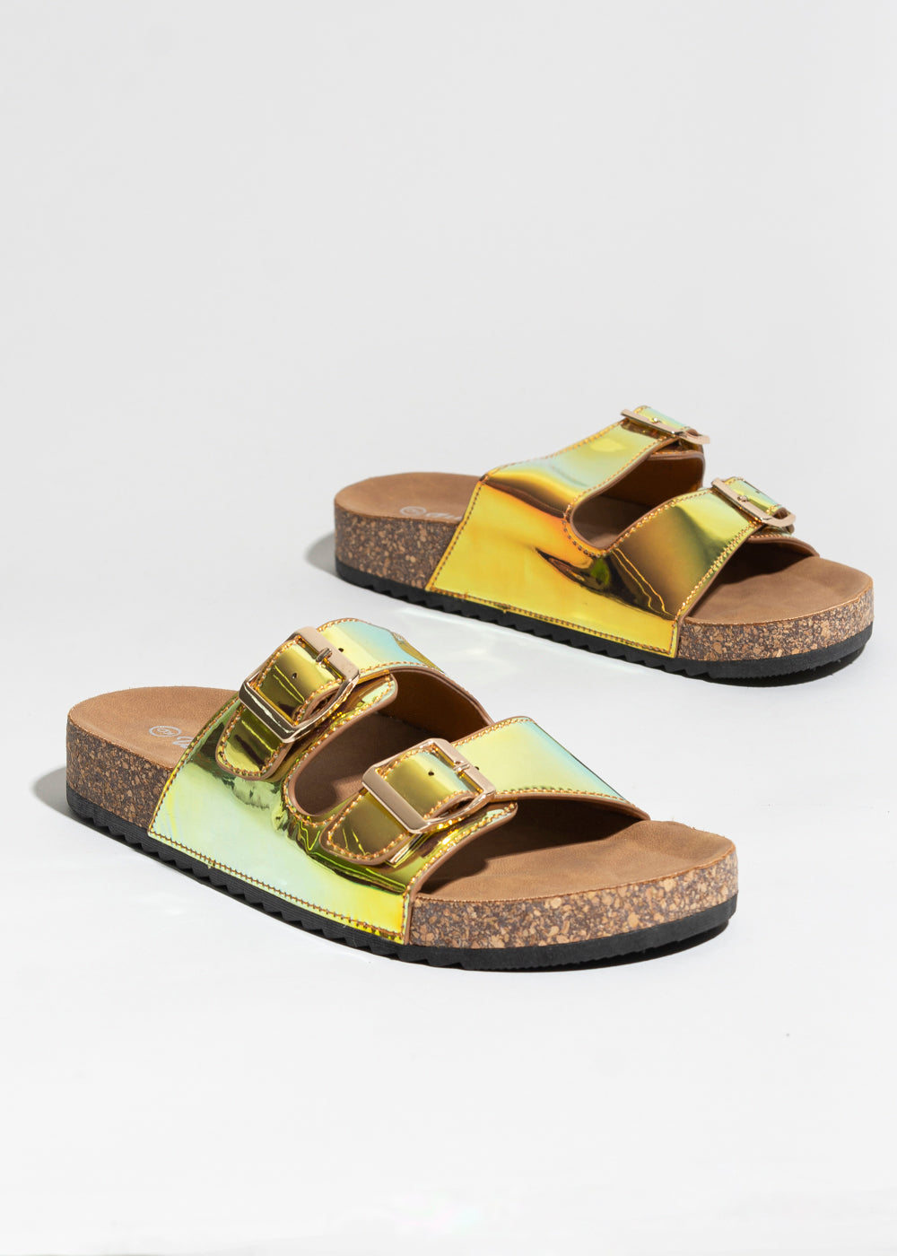 Sandalias 2 Hebillas Efecto Corcho IRIDISCENTE