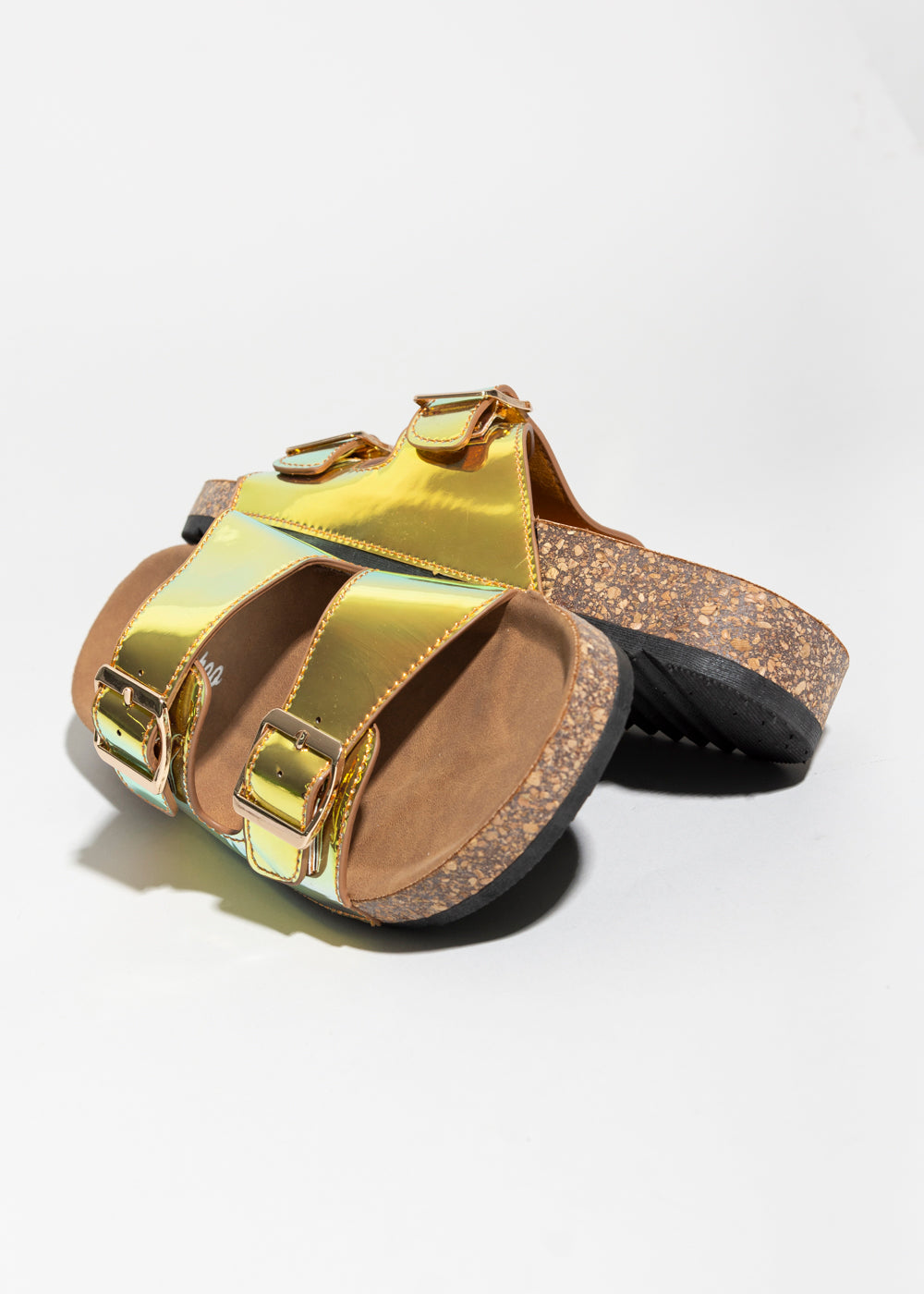 Sandalias 2 Hebillas Efecto Corcho IRIDISCENTE