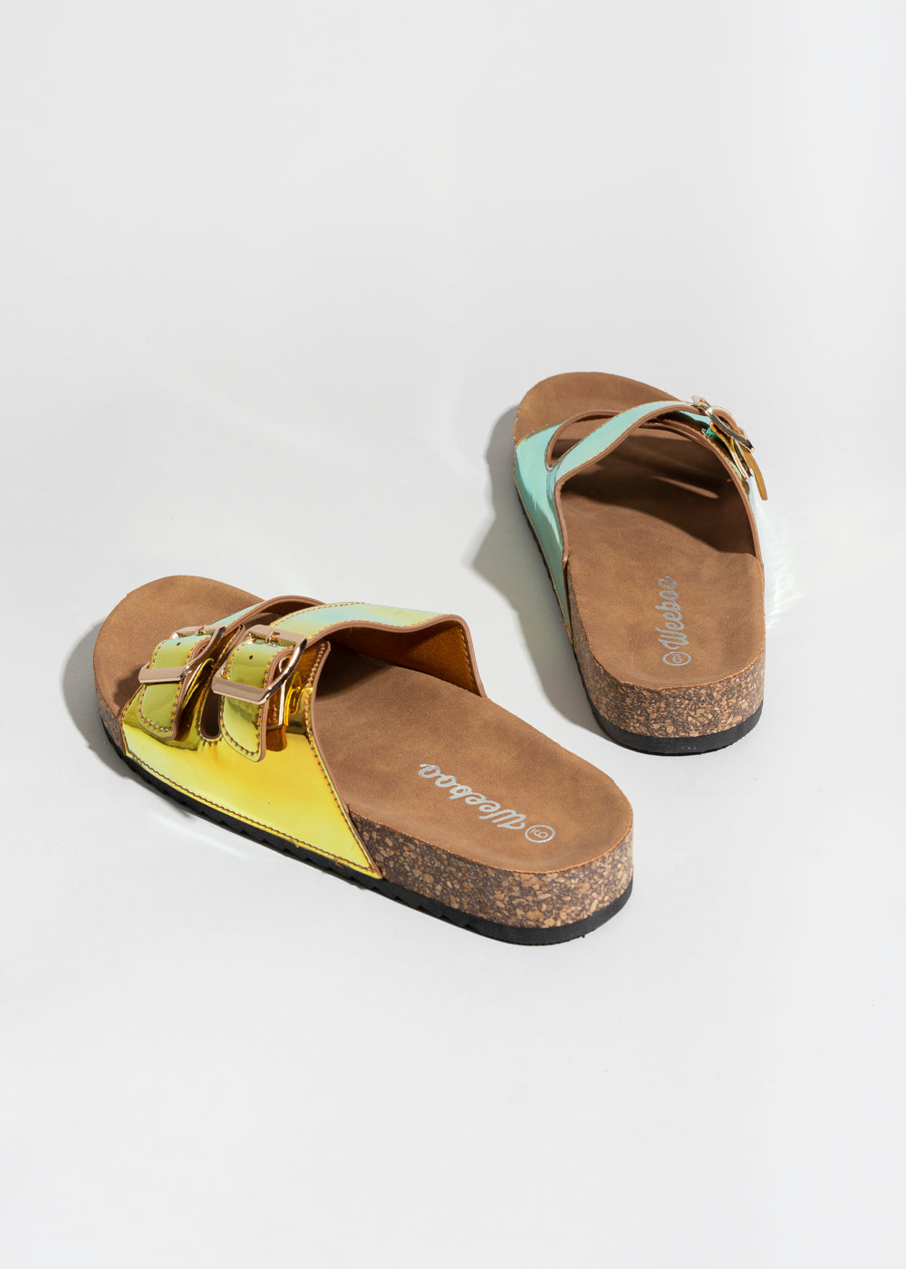 Sandalias 2 Hebillas Efecto Corcho IRIDISCENTE