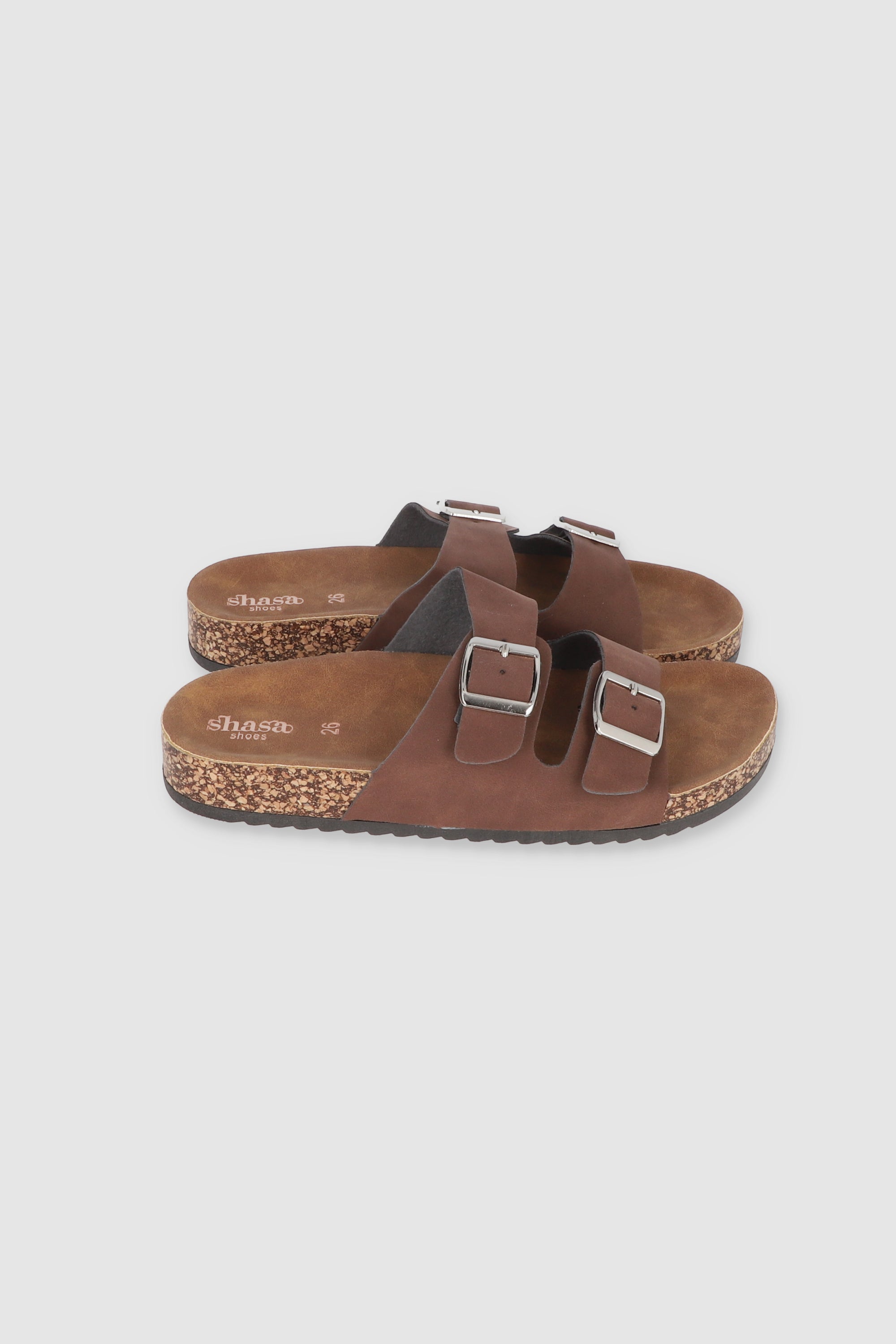 Sandalias 2 Hebillas Efecto Corcho CAFE