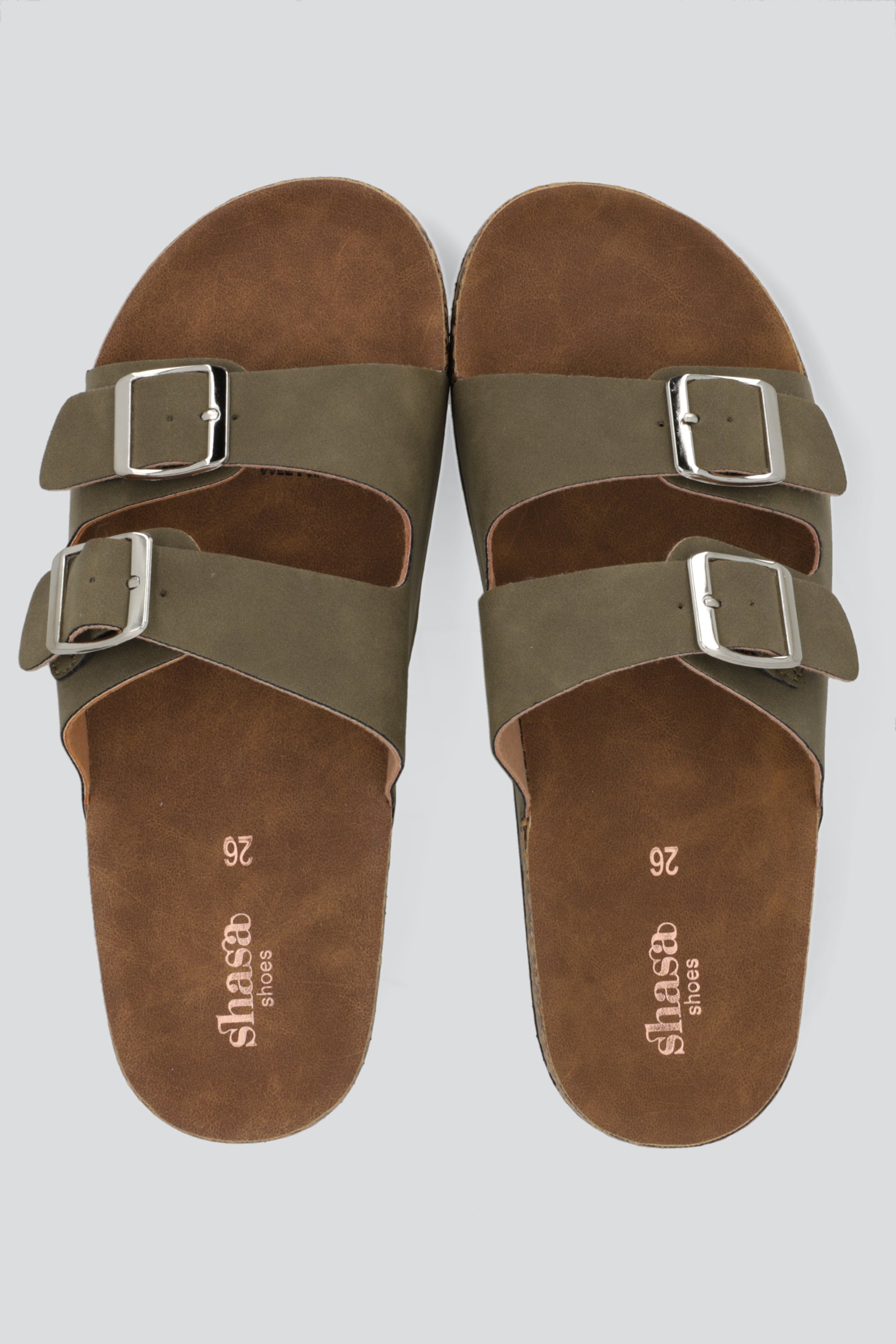 Sandalias 2 Hebillas Efecto Corcho OLIVO