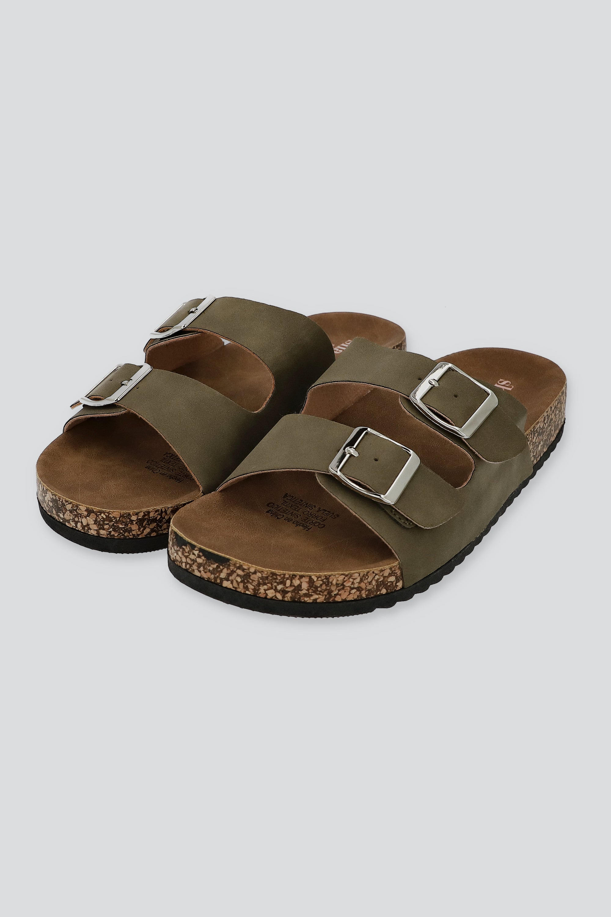 Sandalias 2 Hebillas Efecto Corcho OLIVO