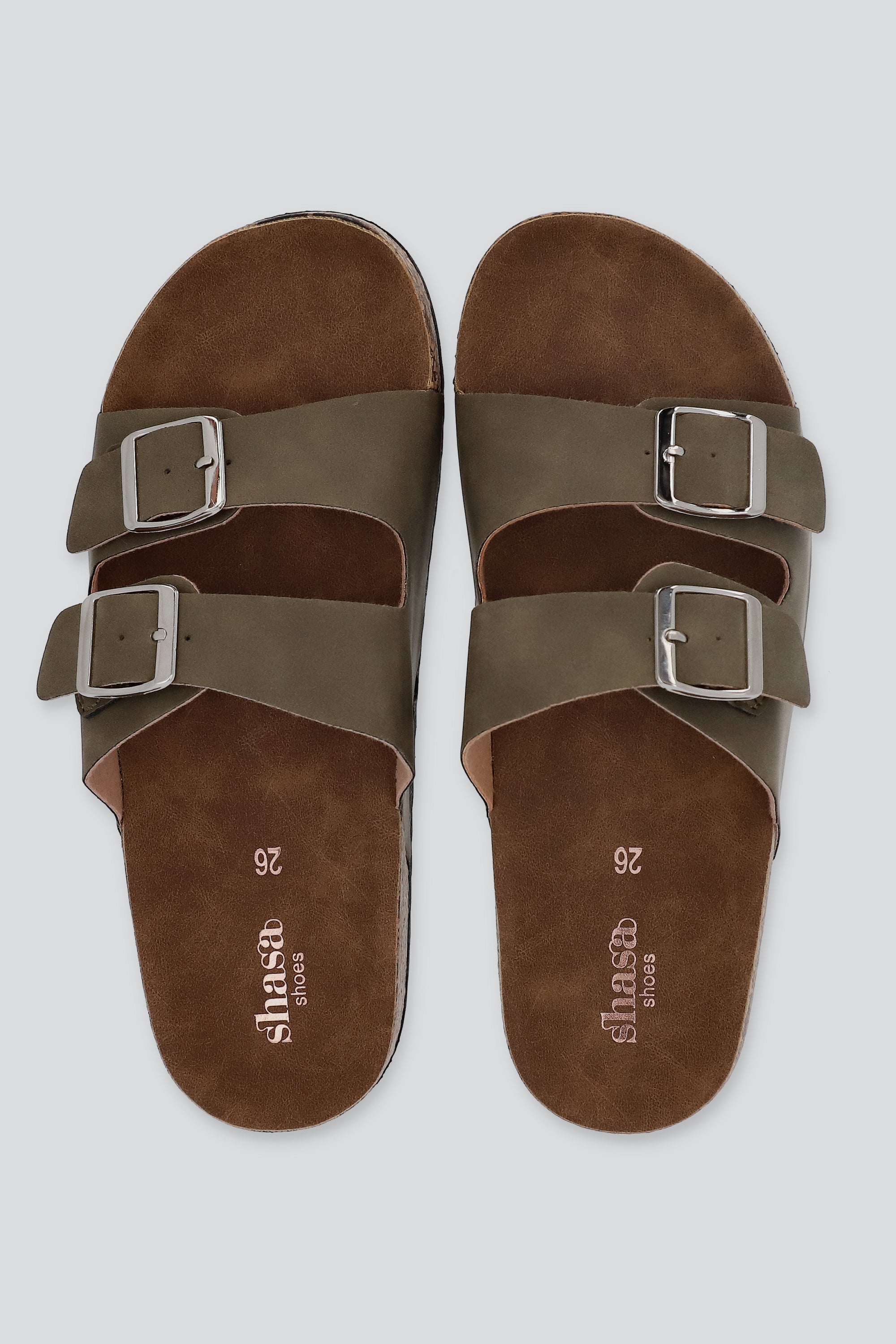 Sandalias 2 Hebillas Efecto Corcho OLIVO