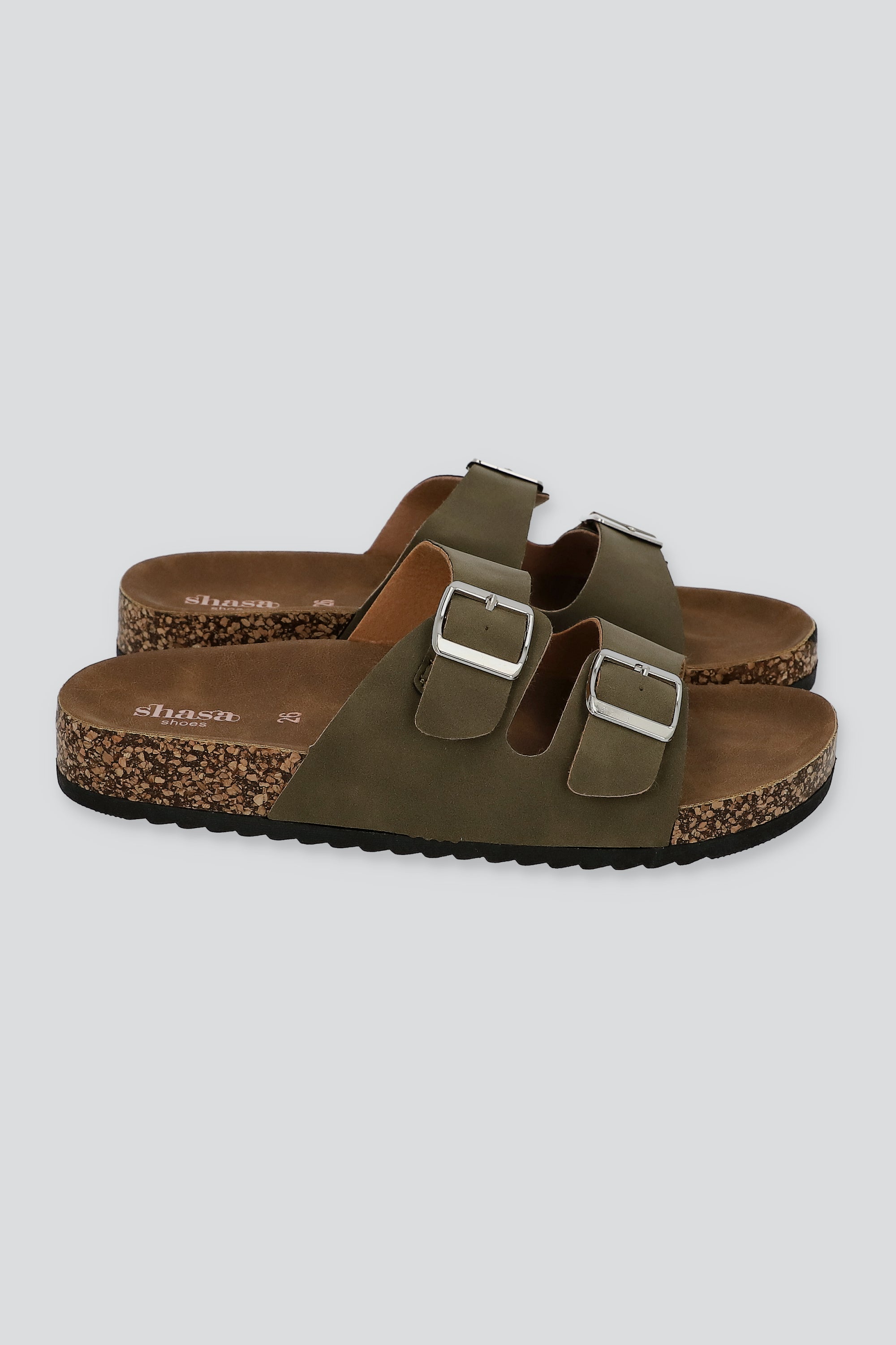 Sandalias 2 Hebillas Efecto Corcho OLIVO