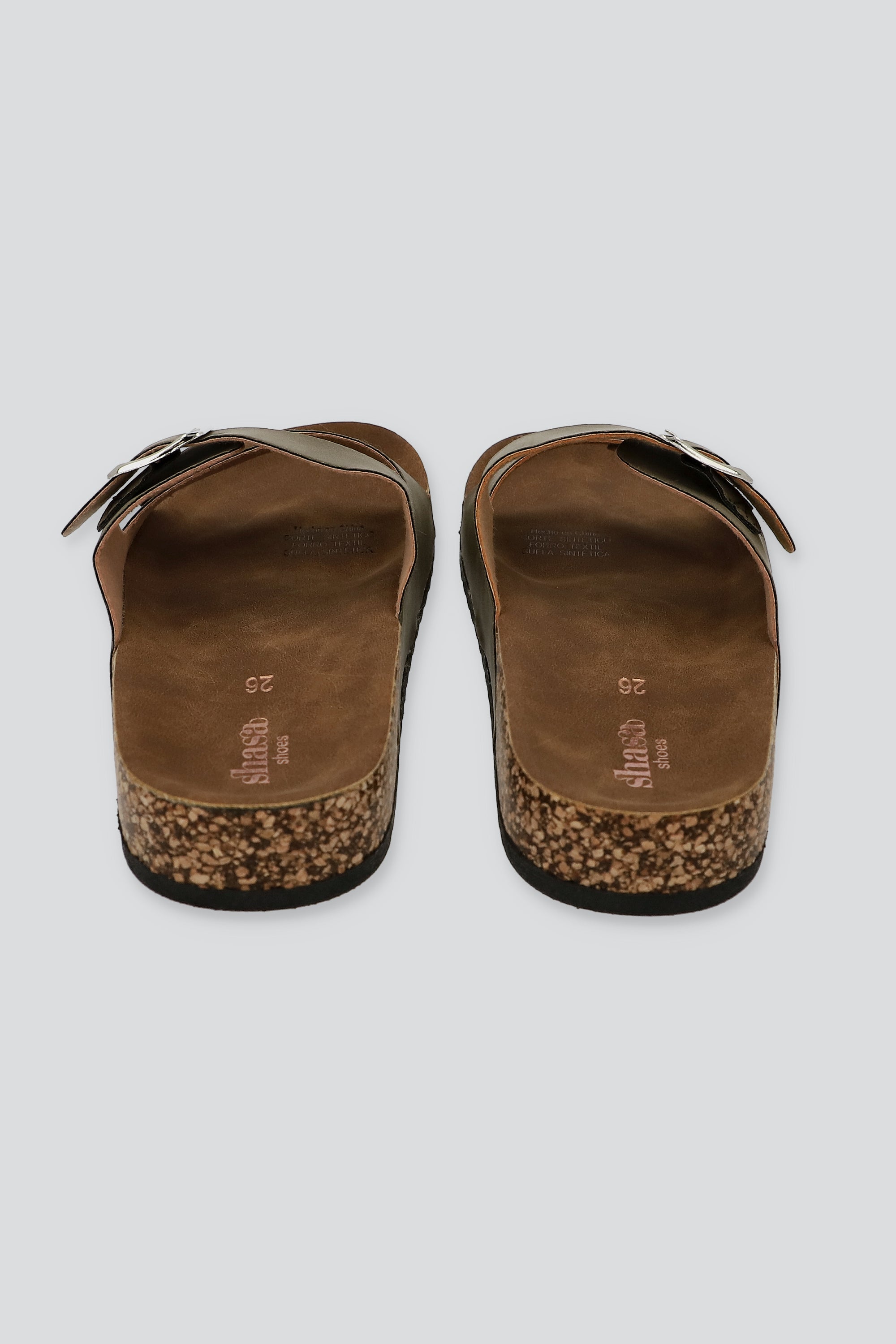 Sandalias 2 Hebillas Efecto Corcho OLIVO