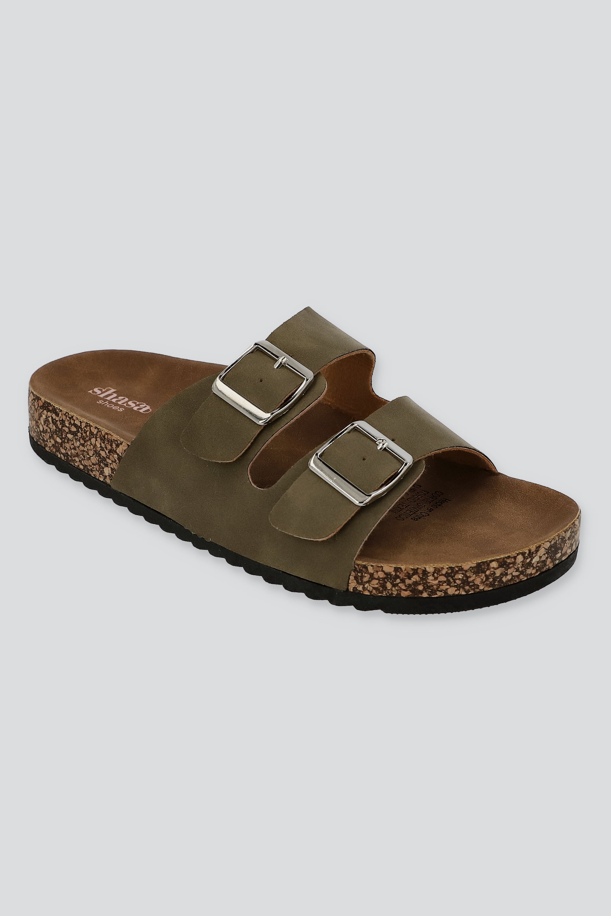 Sandalias 2 Hebillas Efecto Corcho OLIVO