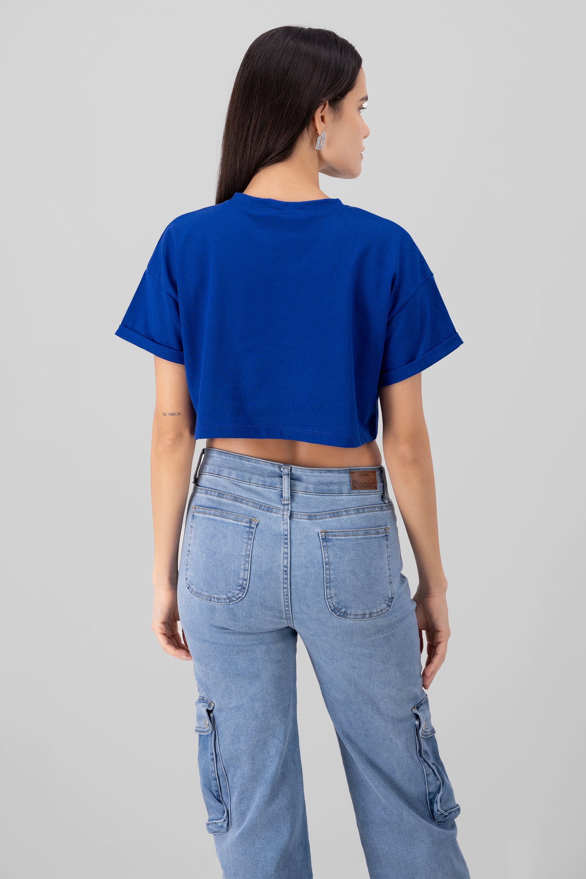 Playera Crop California AZUL REY