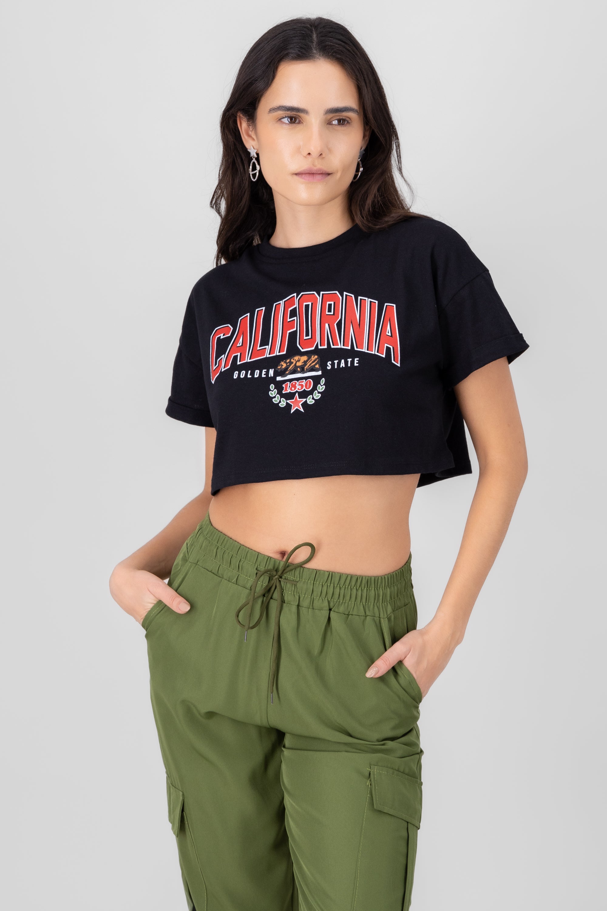 Playera Crop California NEGRO COMBO