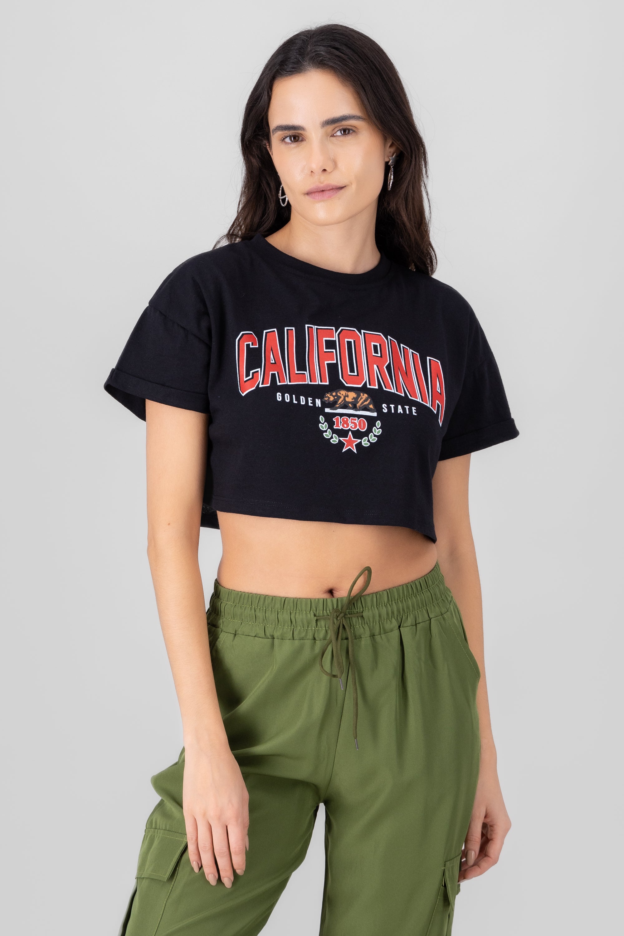 Playera Crop California NEGRO COMBO