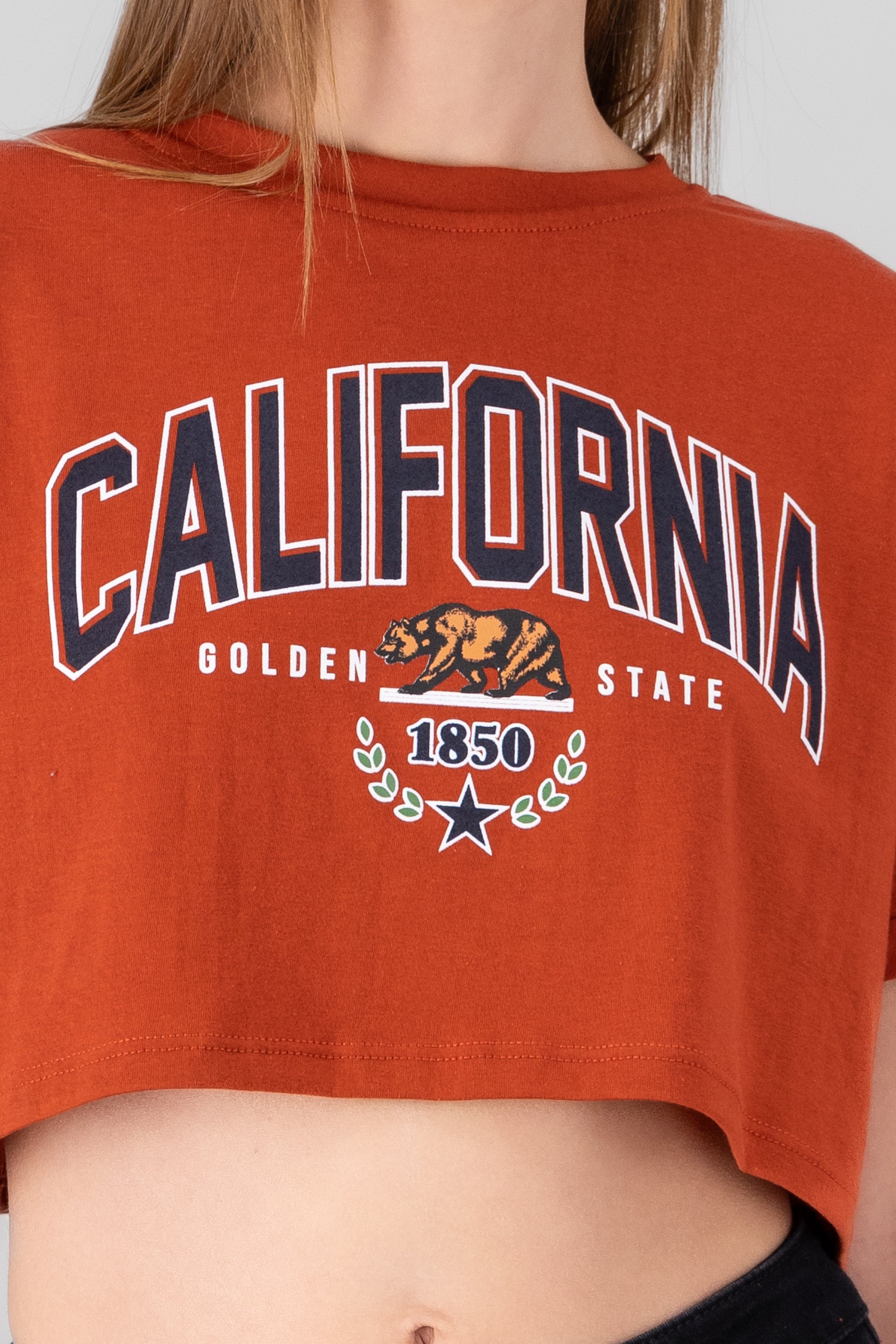 Playera Crop California LADRILLO