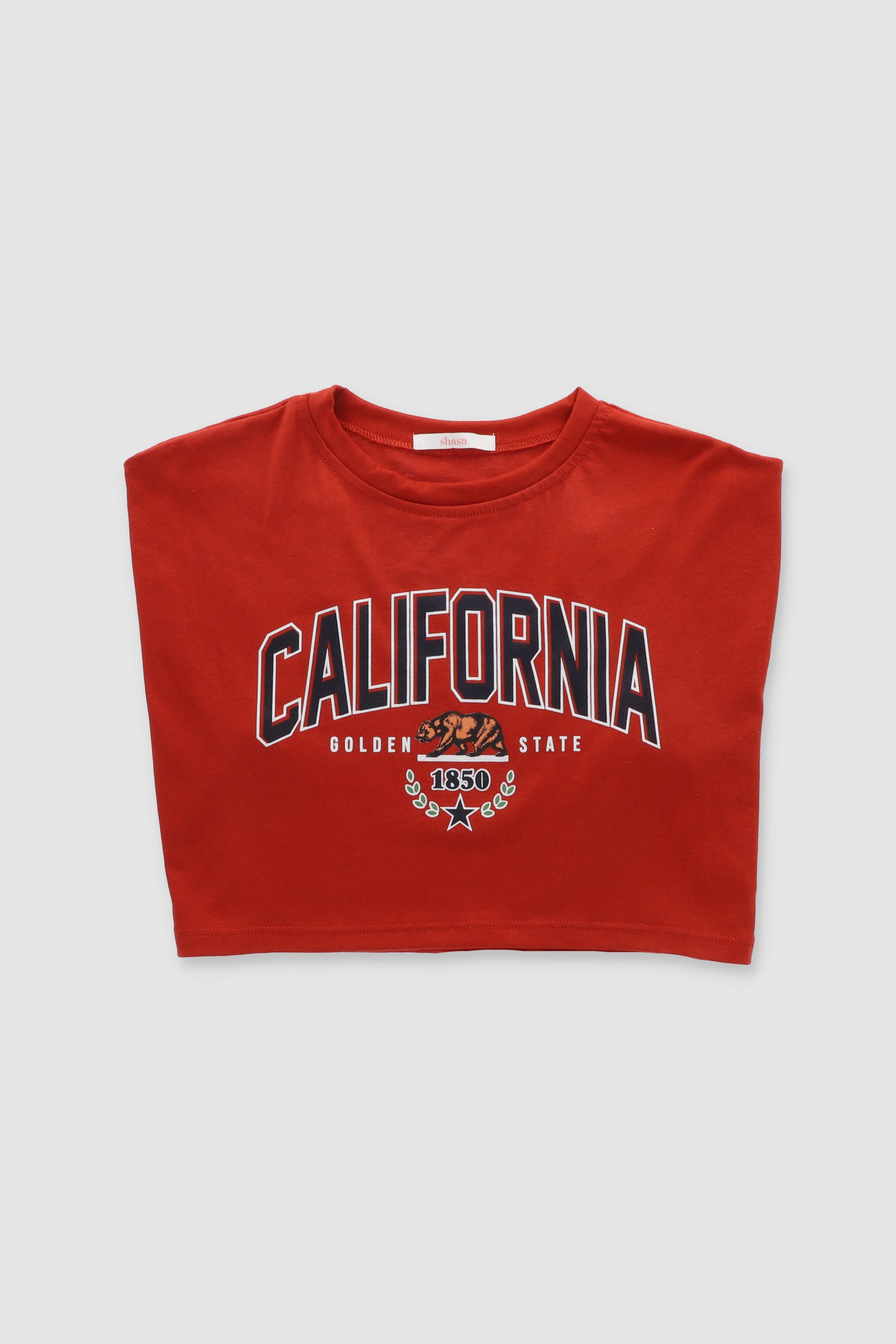 Playera Crop California LADRILLO