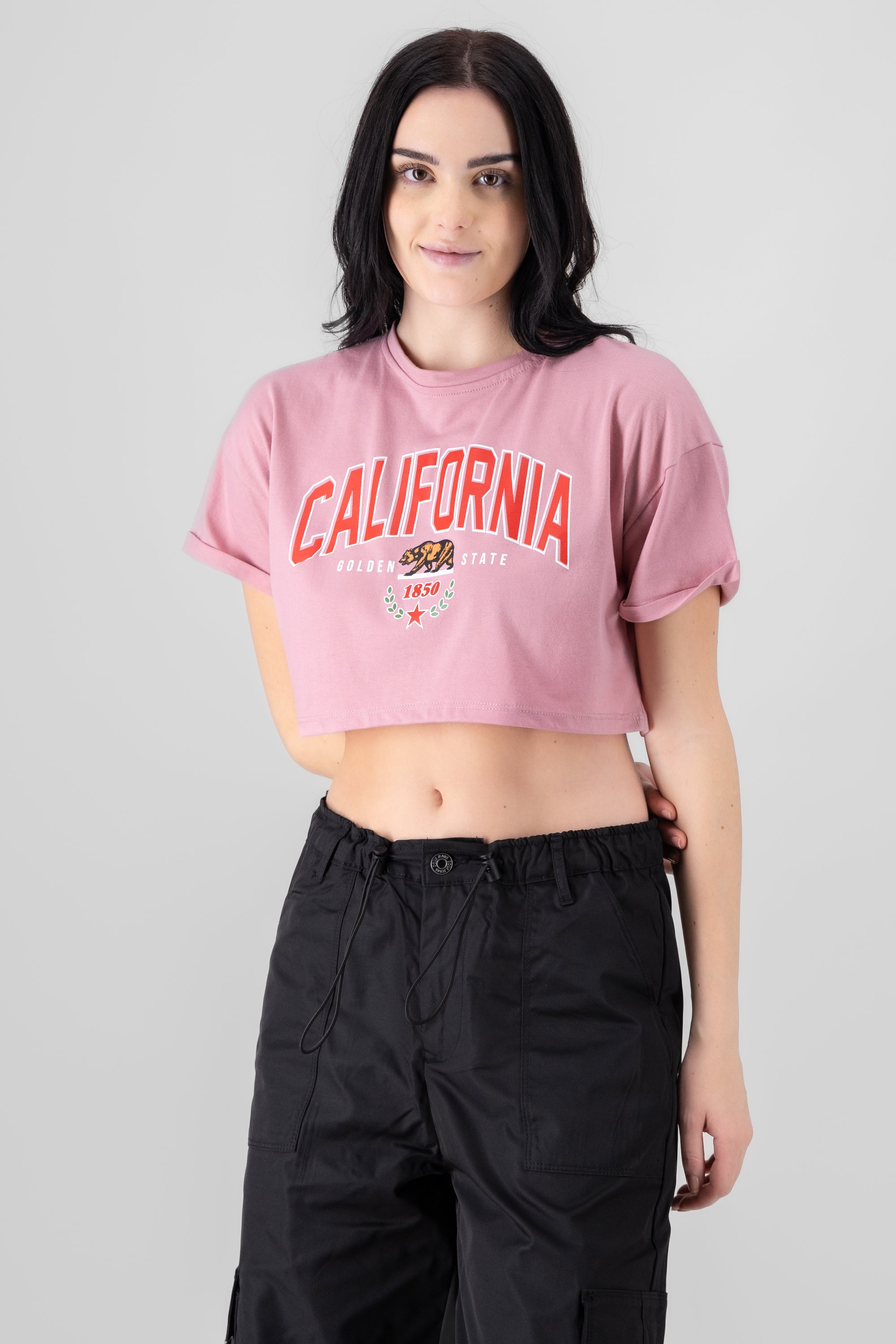 Playera Crop California PALO DE ROSA