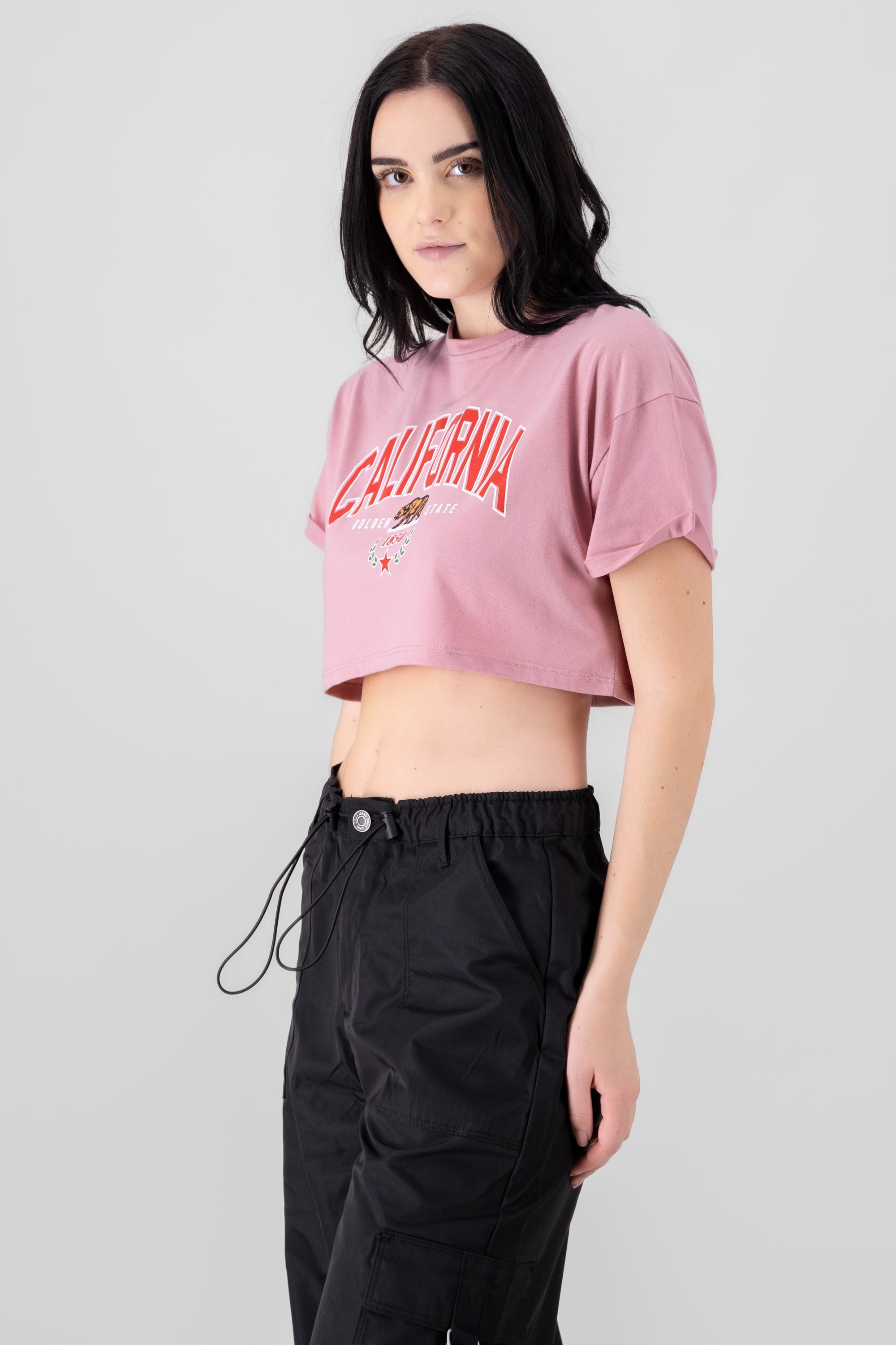 Playera Crop California PALO DE ROSA