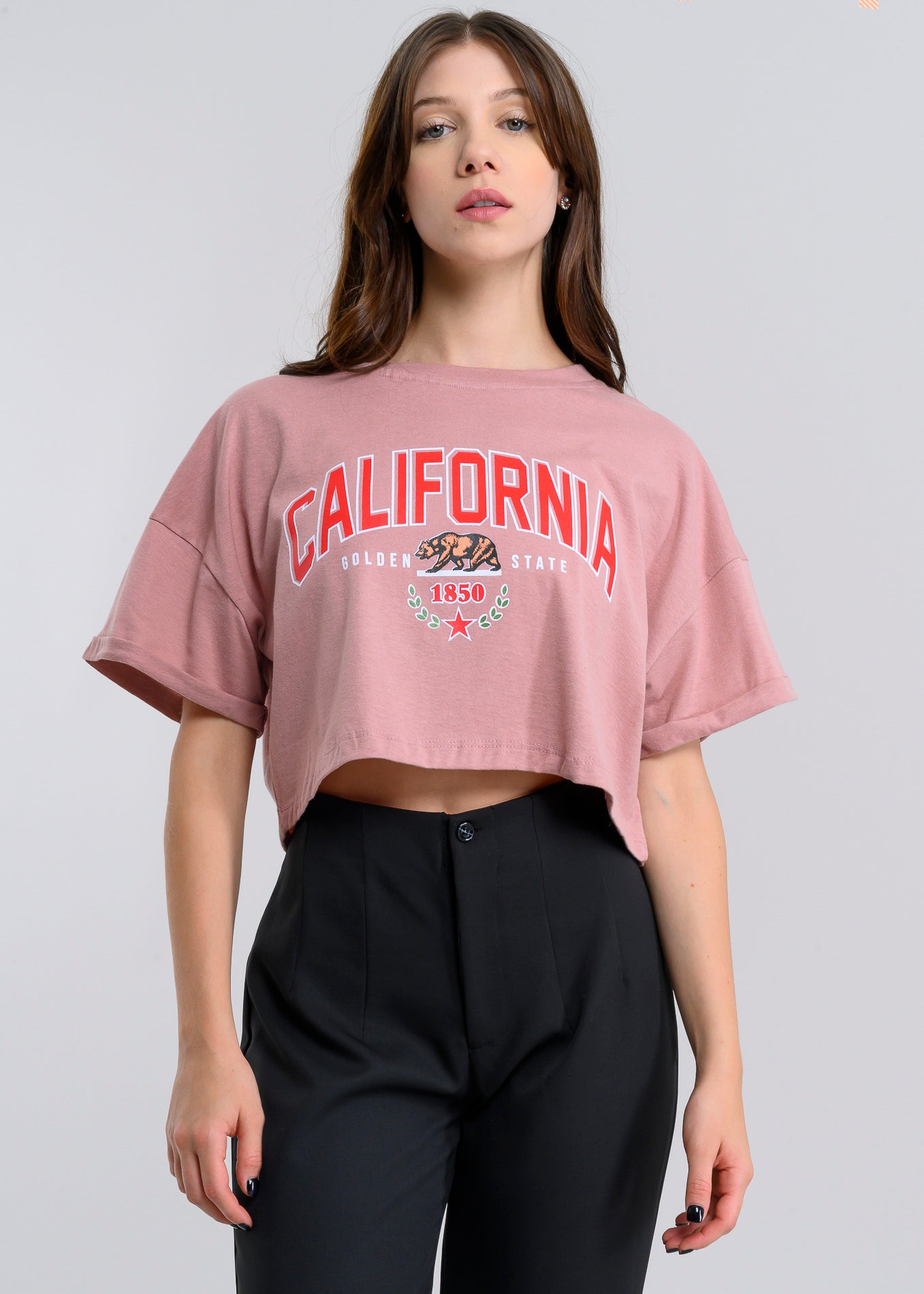 Playera Crop California ROSA COMBO