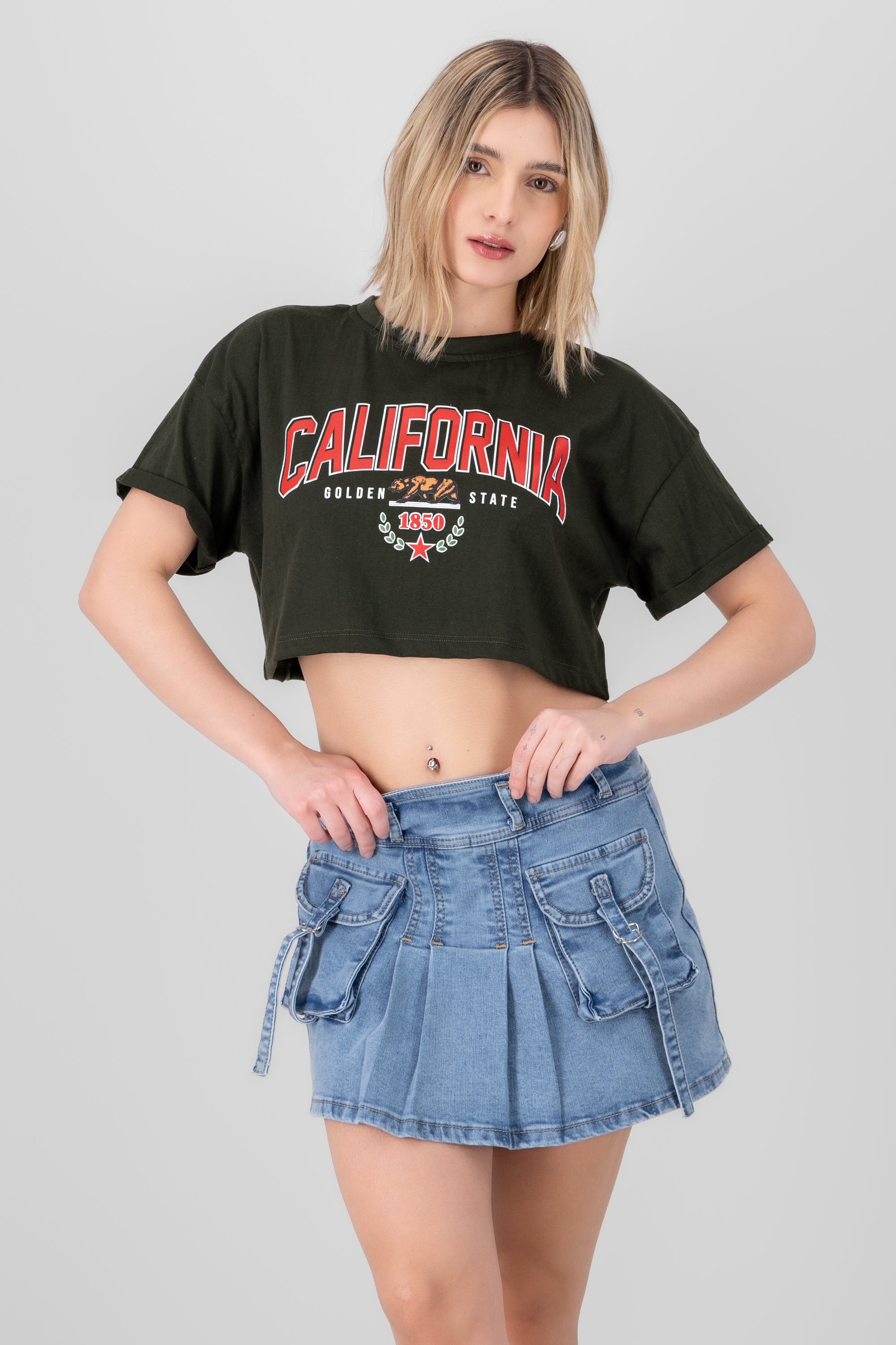 Playera Crop California OLIVO