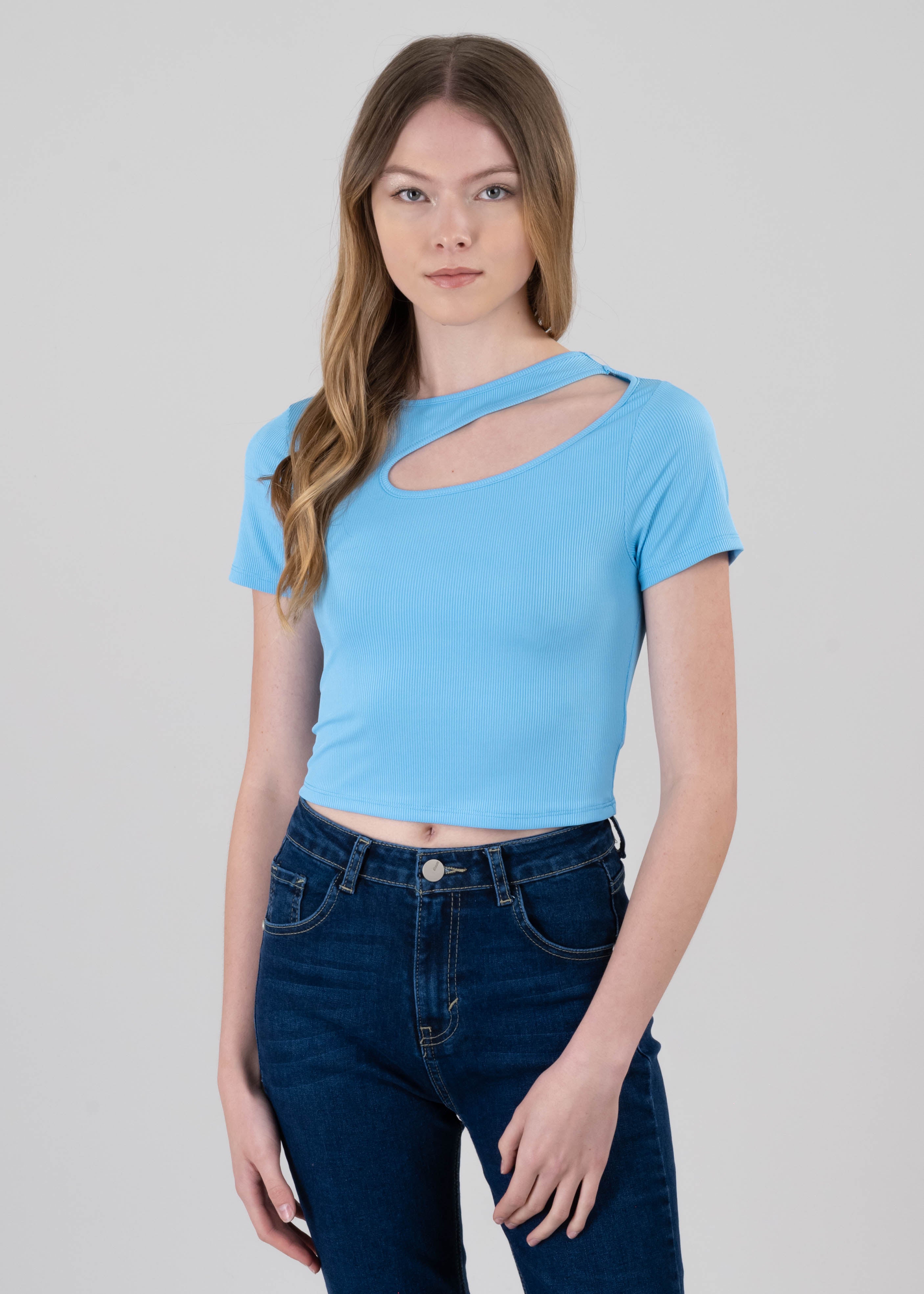 Top escote asimétrico AZUL