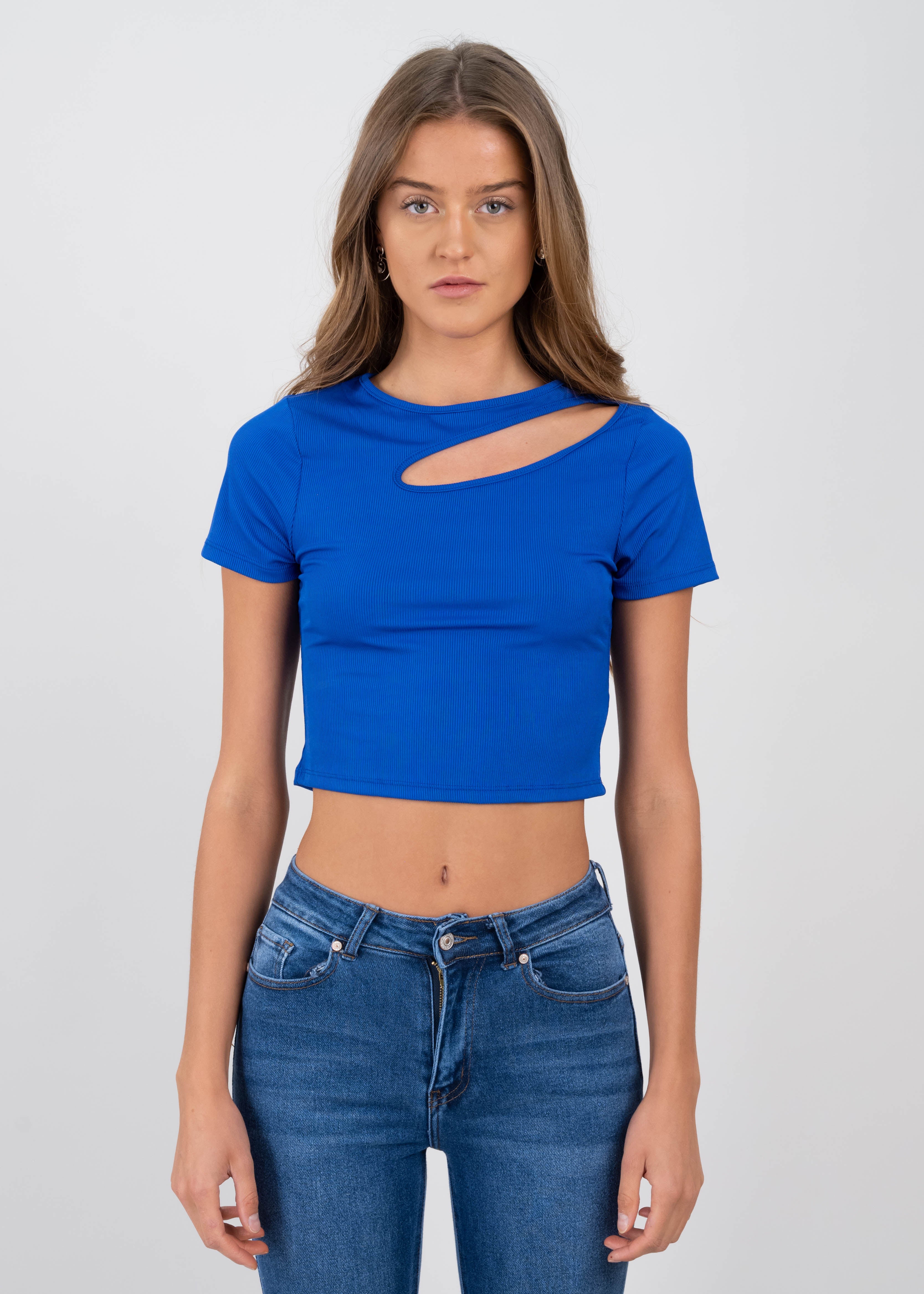 Top escote asimétrico AZUL REY