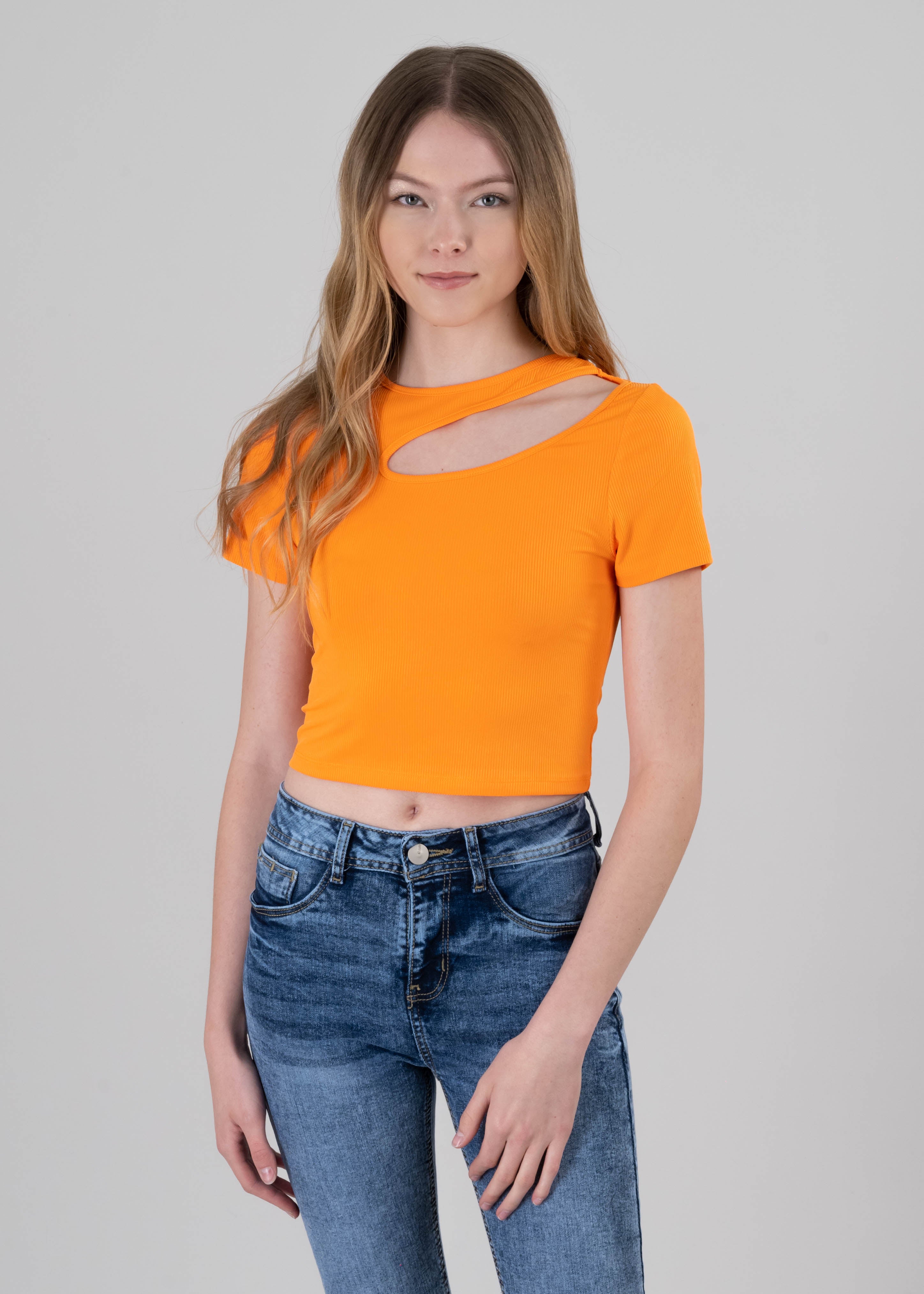 Top escote asimétrico NARANJA