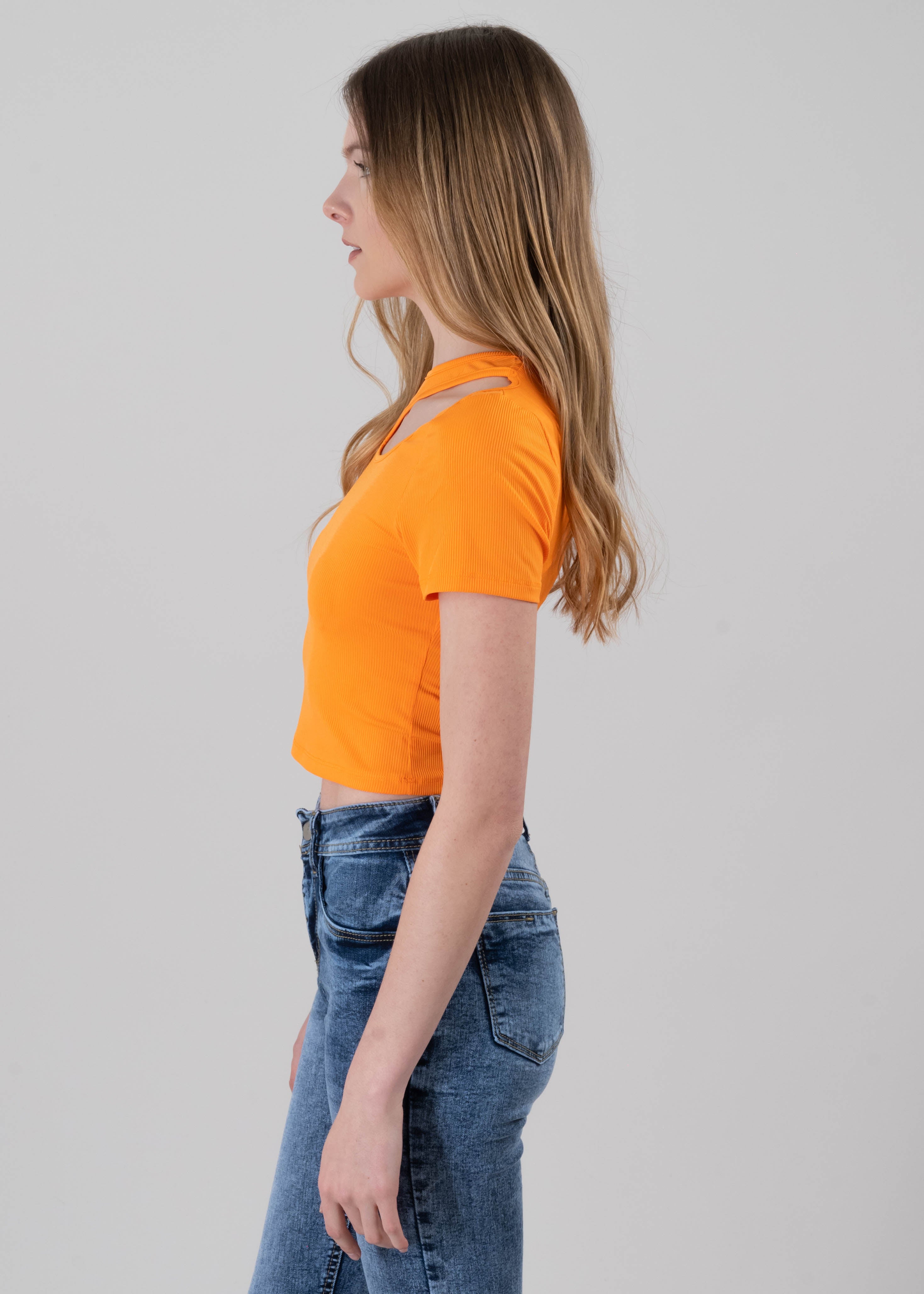 Top escote asimétrico NARANJA