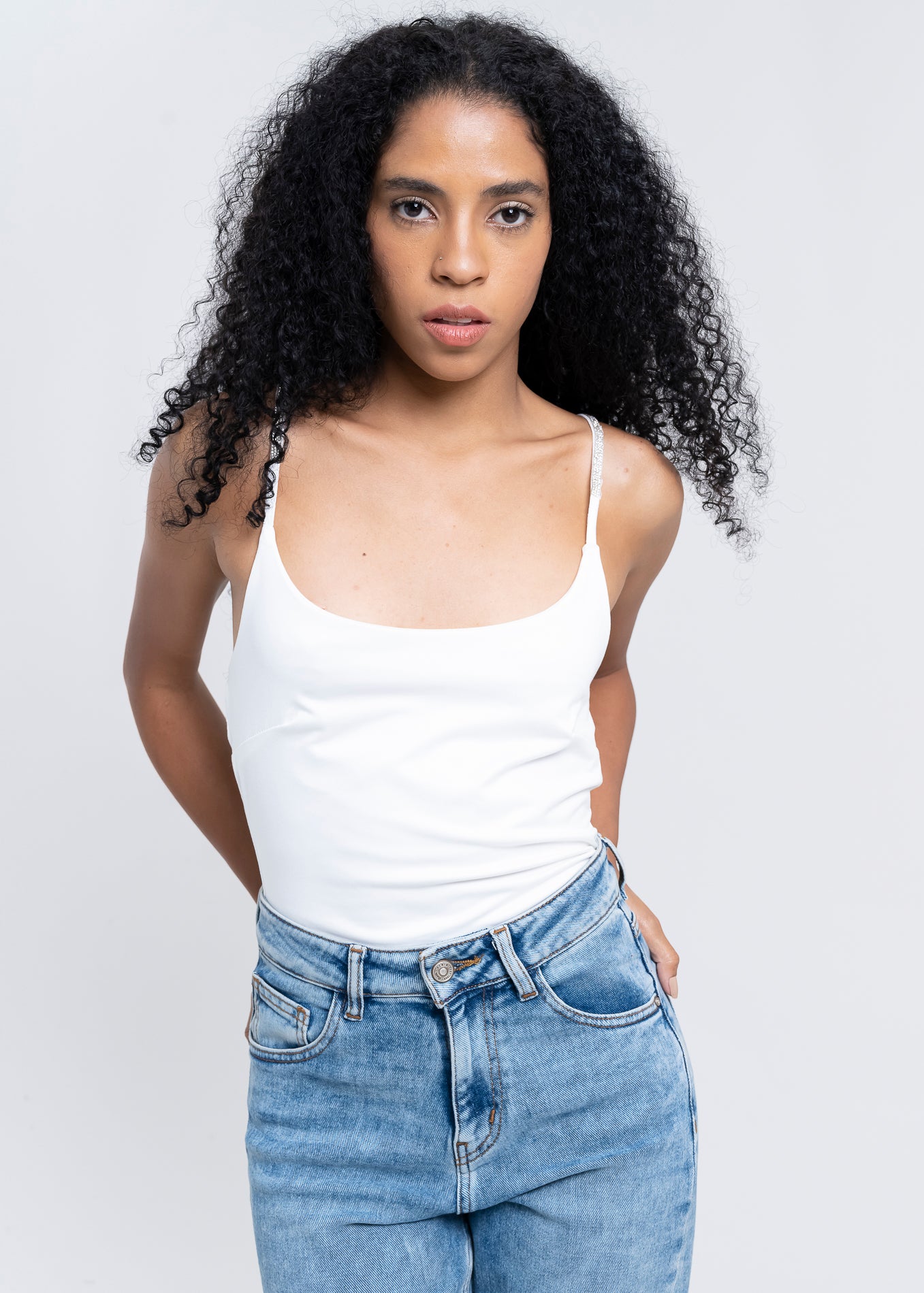 Bodysuit Liso Tirante Brillos BLANCO