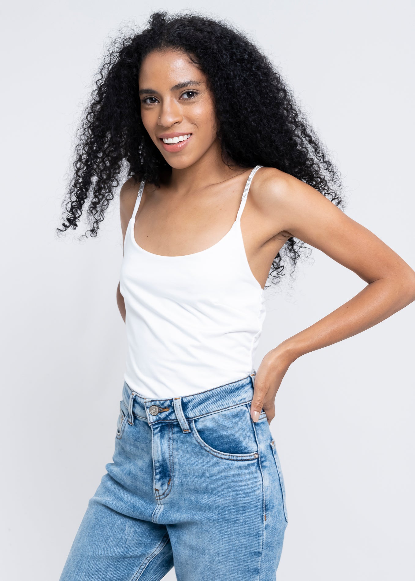 Bodysuit Liso Tirante Brillos BLANCO