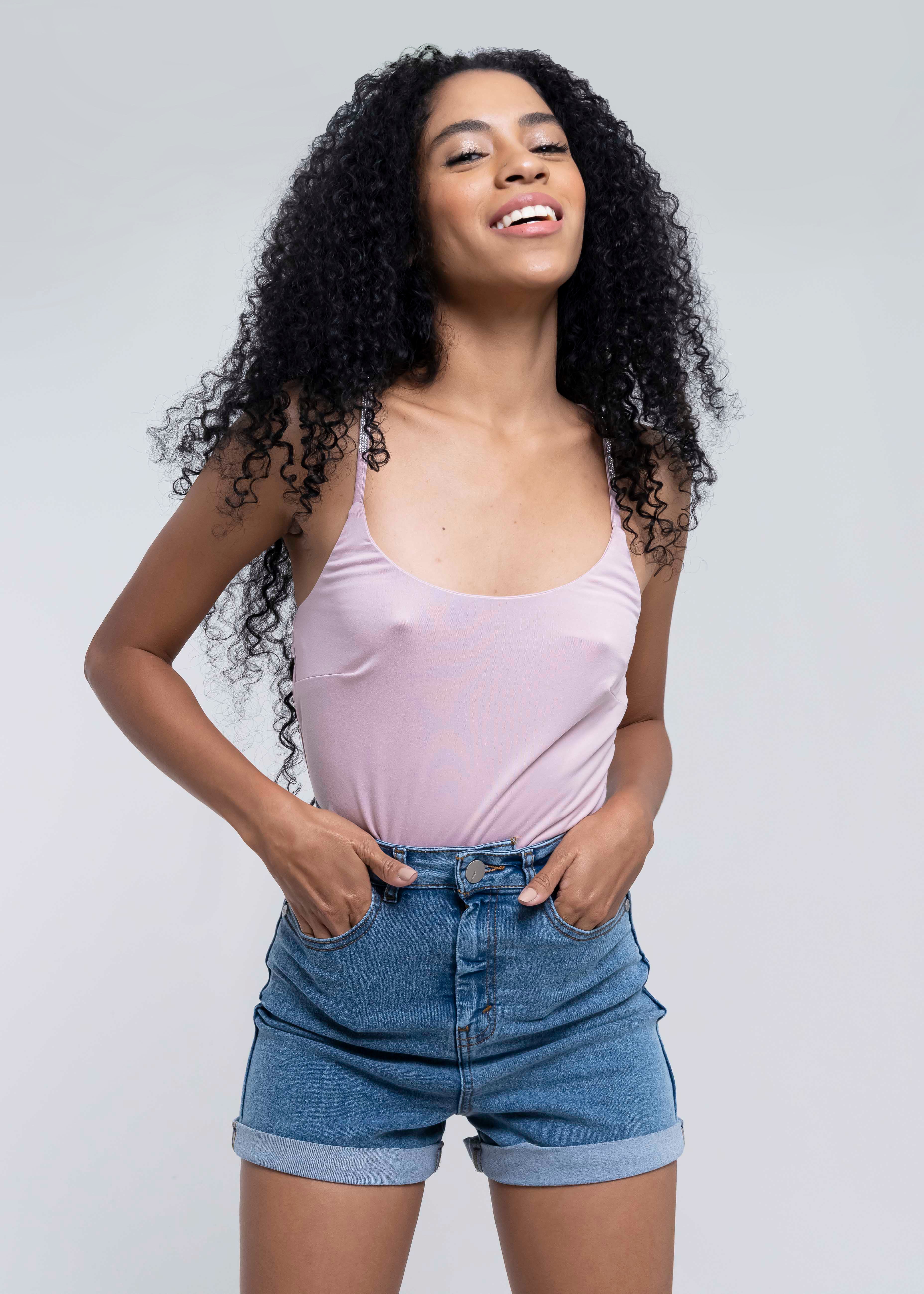 Bodysuit Liso Tirante Brillos ROSA