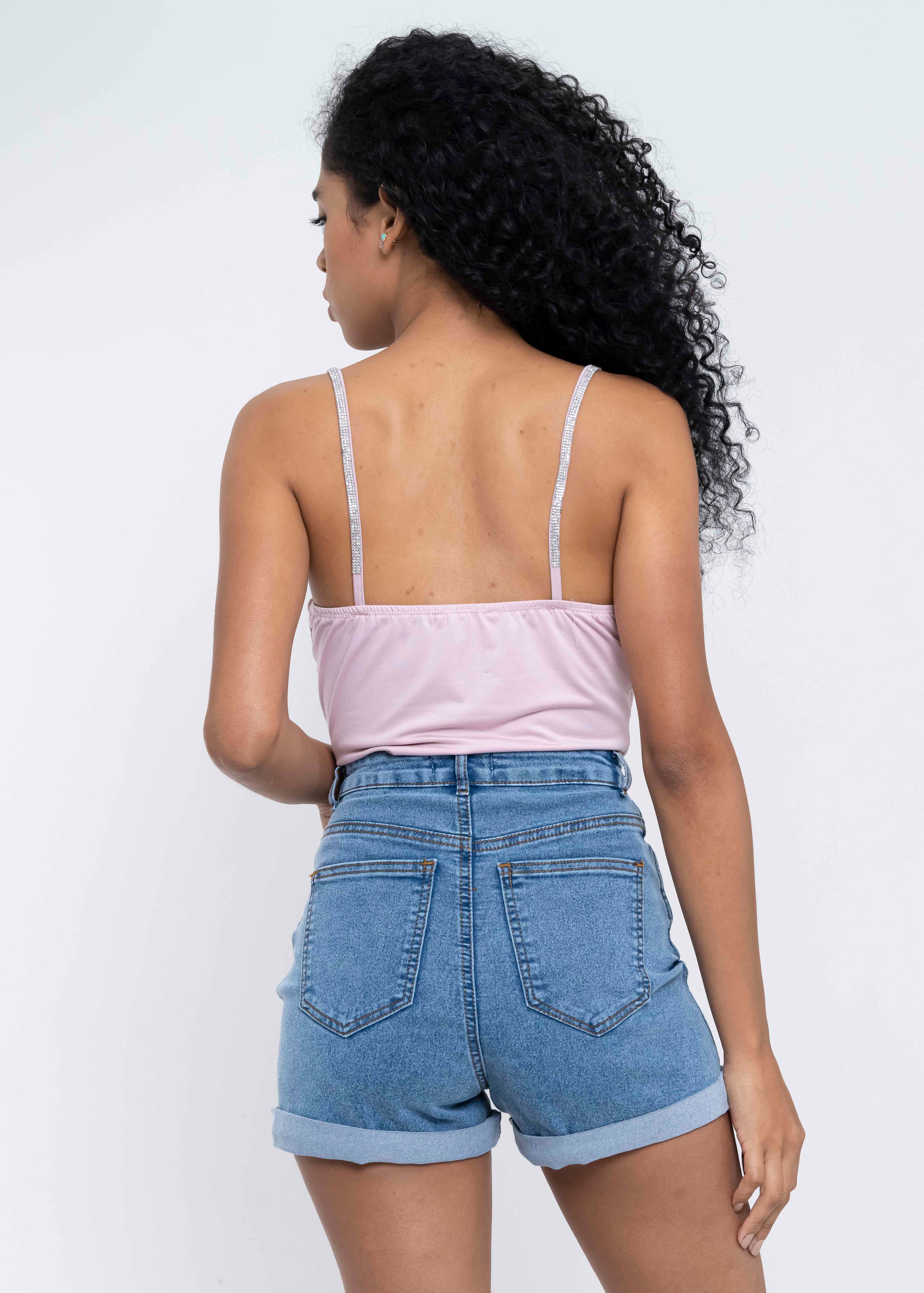 Bodysuit Liso Tirante Brillos ROSA