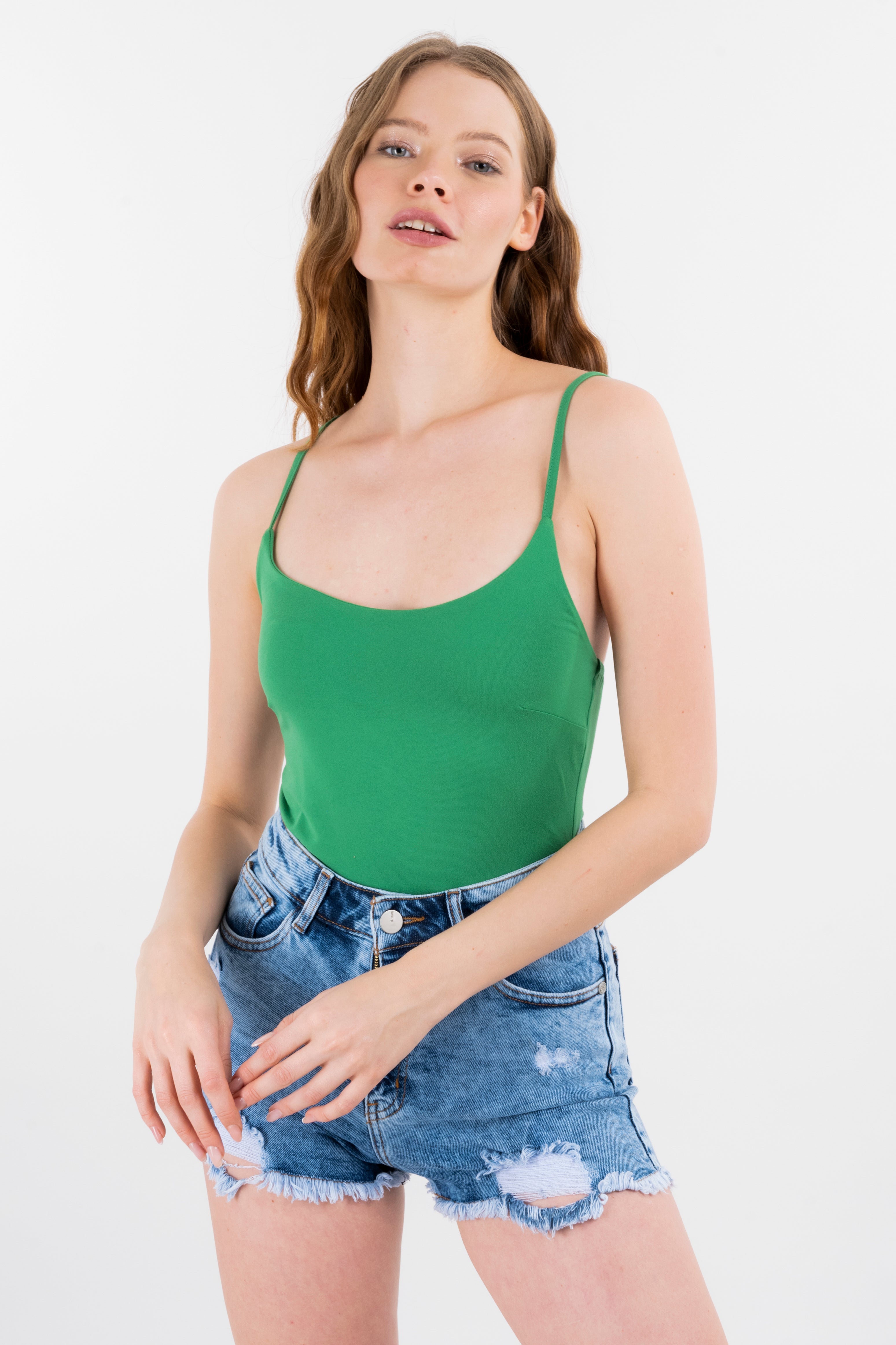 Bodysuit Liso Tirante Brillos VERDE CAZADOR
