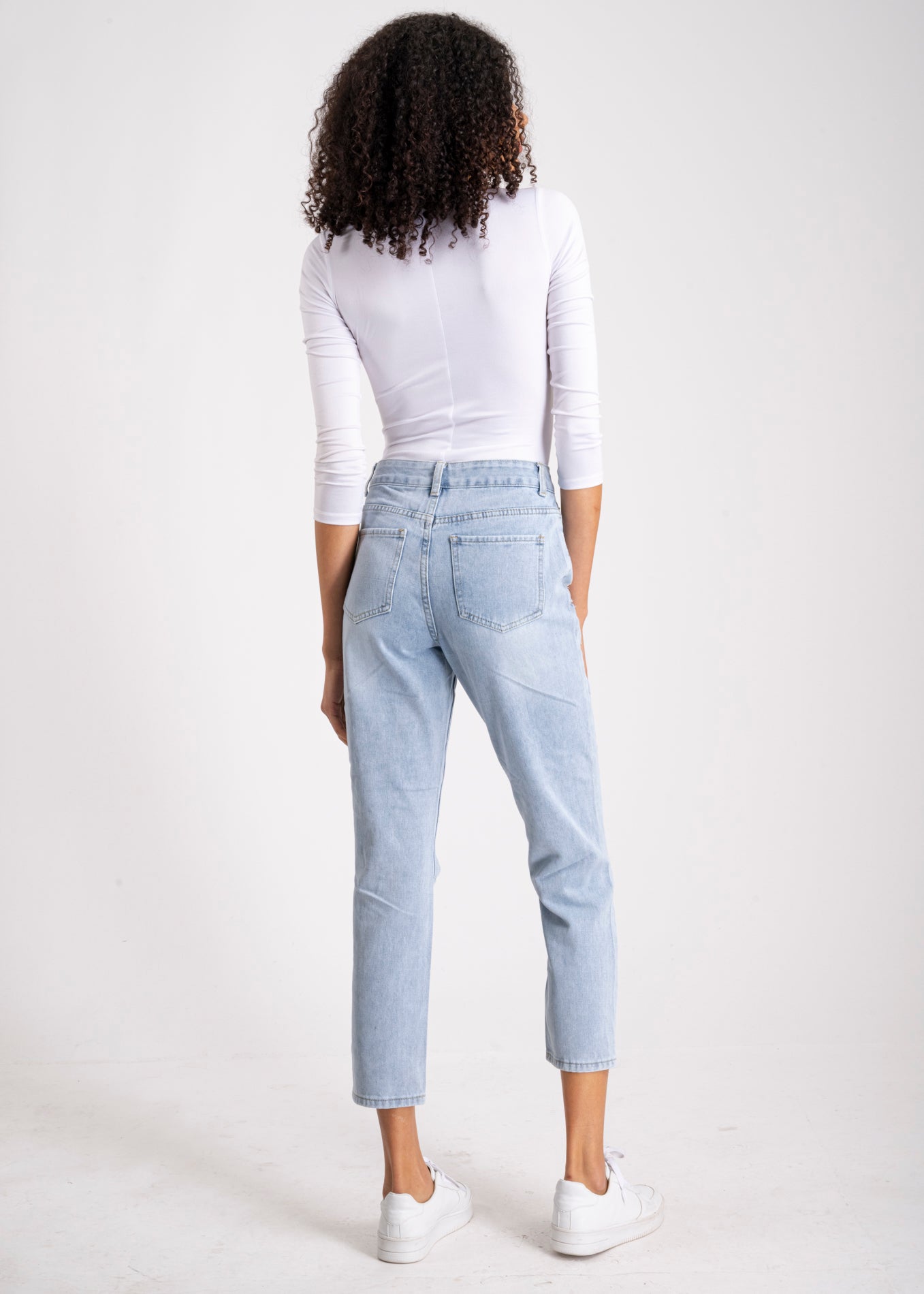 Jeans mom cintura alta destrucción LIGHT WASH